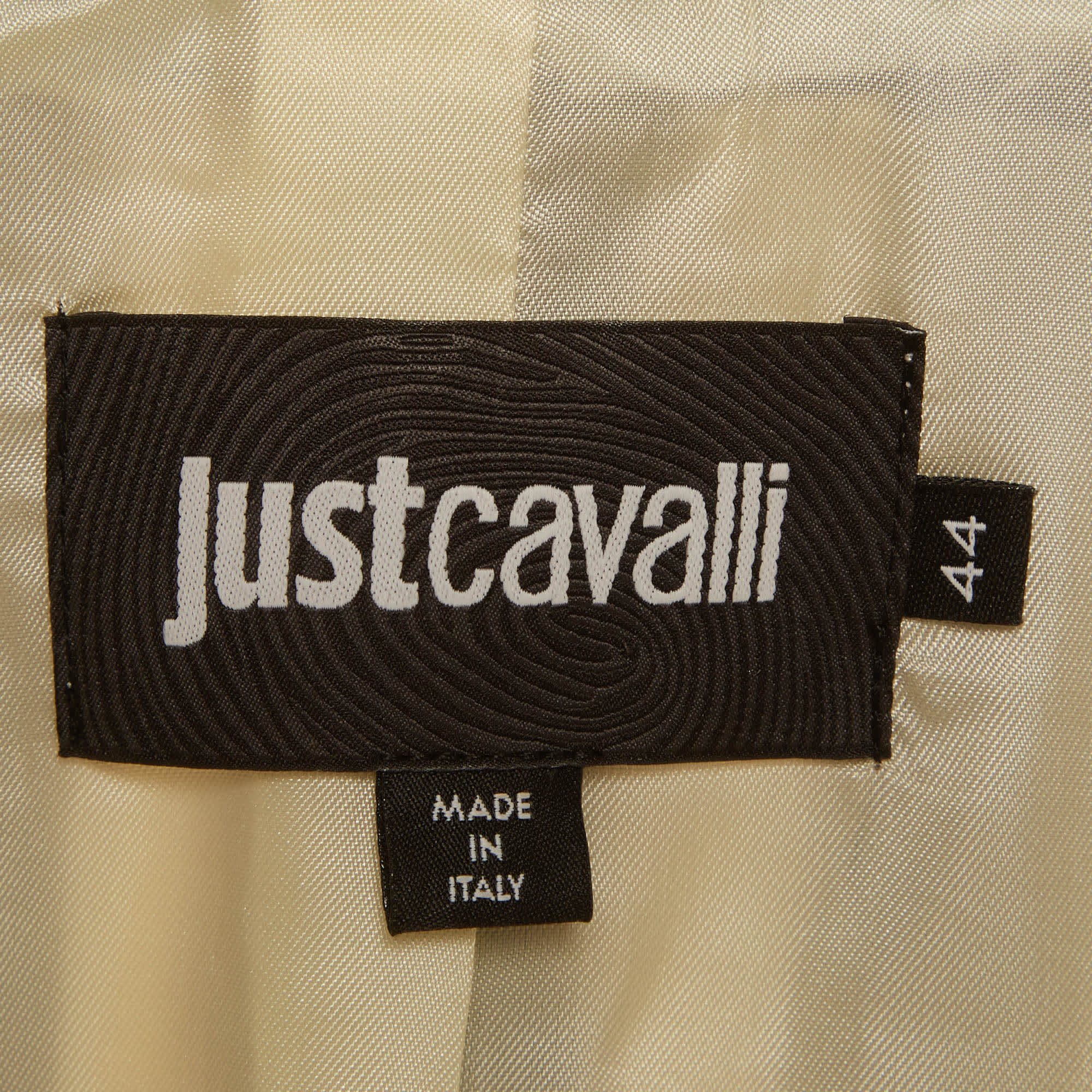 Just Cavalli Black & Cream Striped Crepe Open Front Blazer