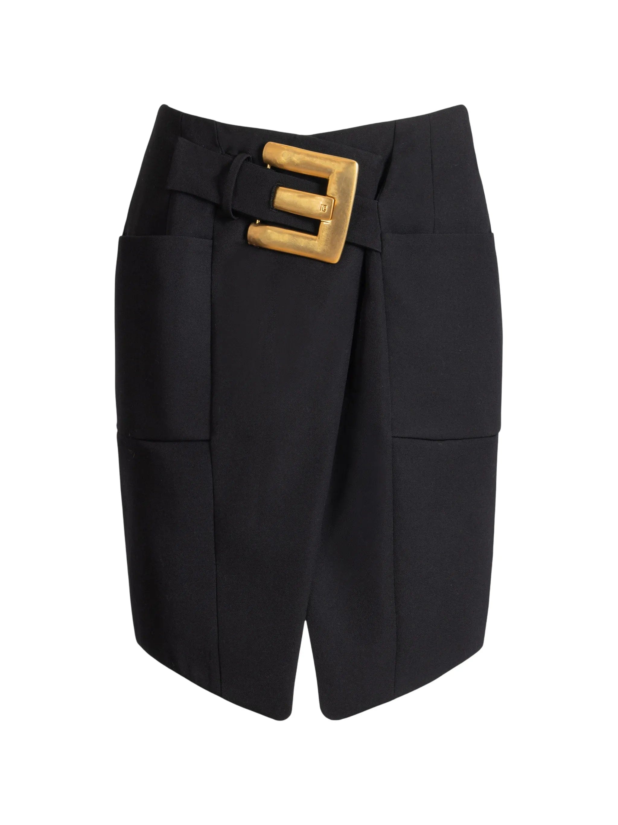 Balmain belted grain de poudre skirt