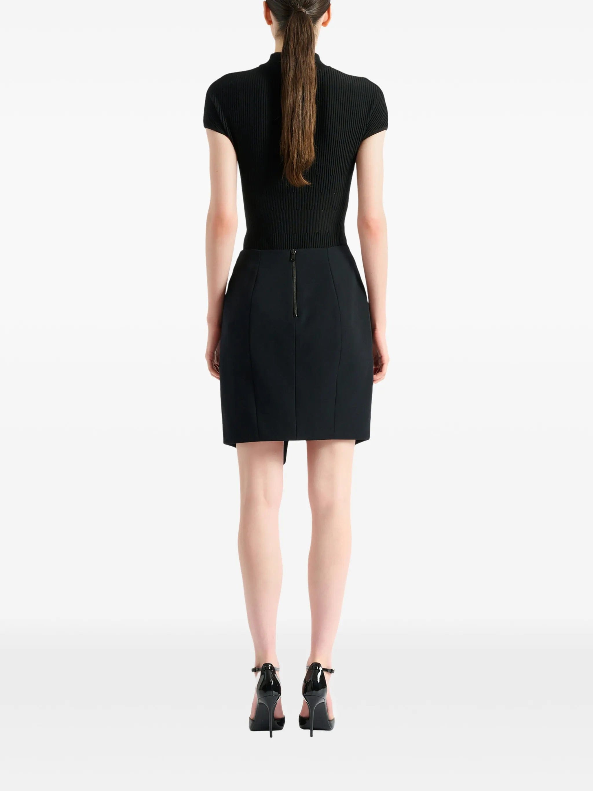 Balmain belted grain de poudre skirt