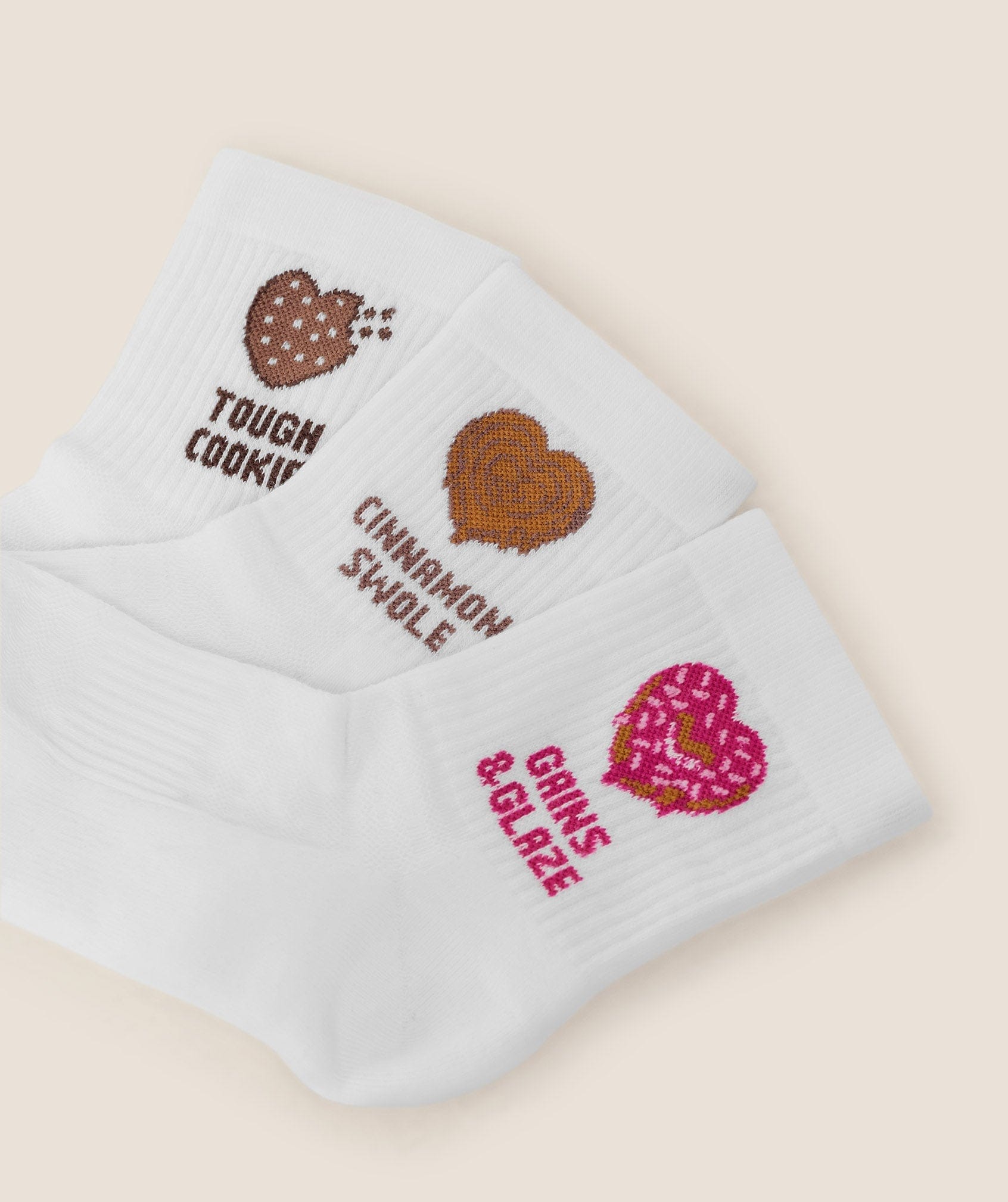 Gymshark Women's Gymshark Sweet Treat Graphic Midi Socks 3Pk GS White