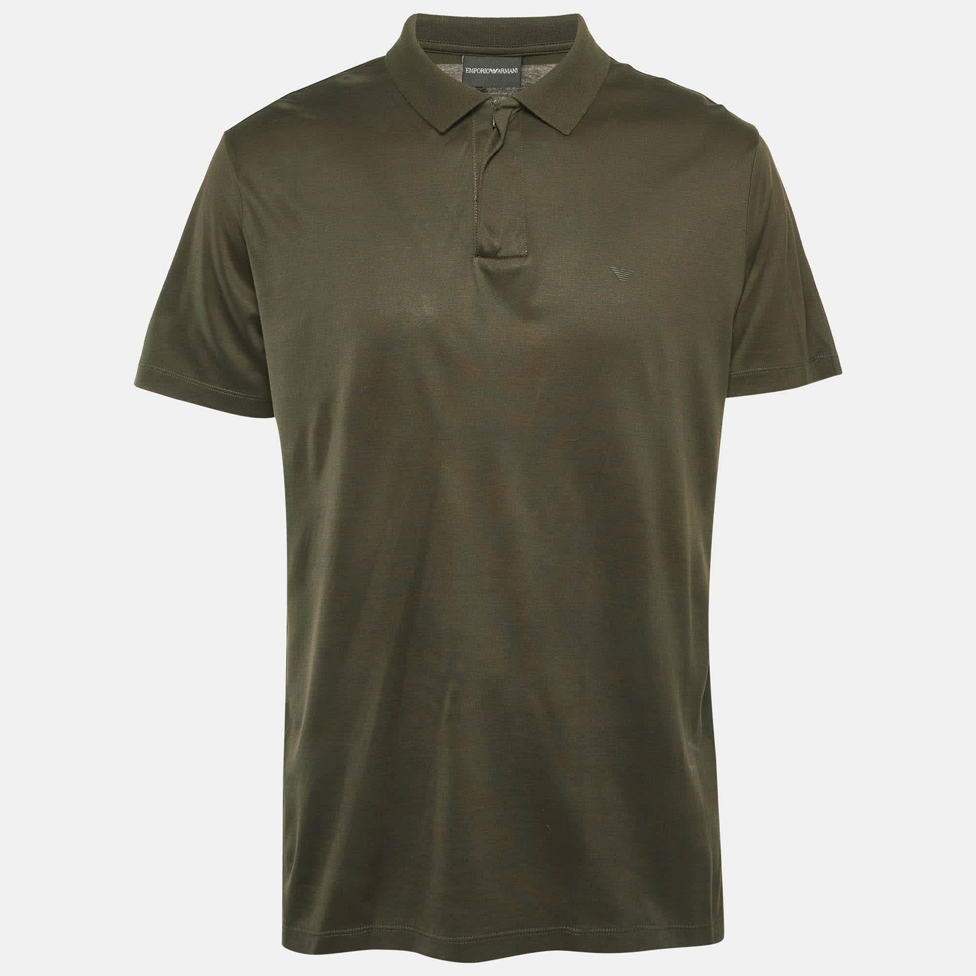 Emporio Armani Green Jersey Zip - Up T - Shirt
