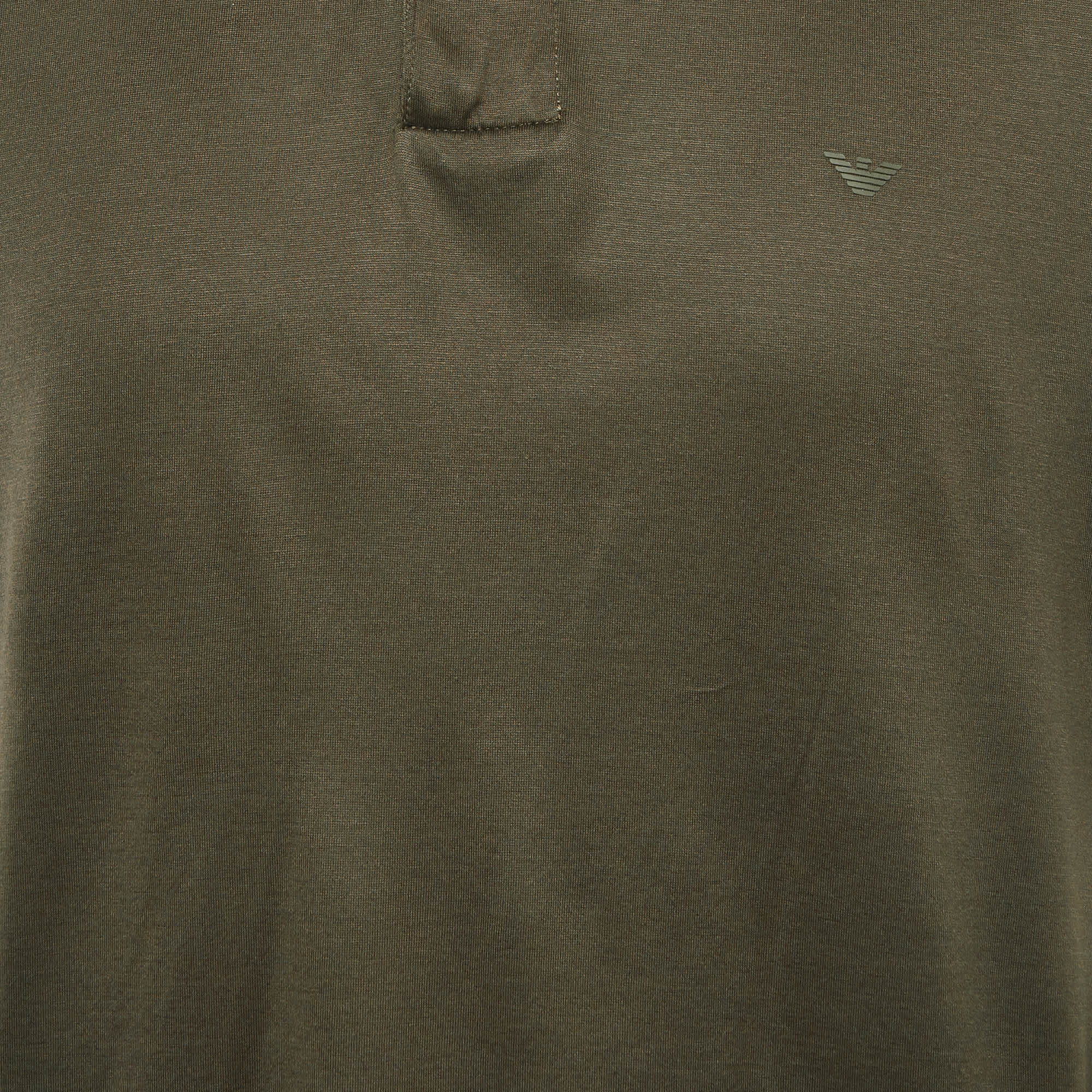 Emporio Armani Green Jersey Zip - Up T - Shirt