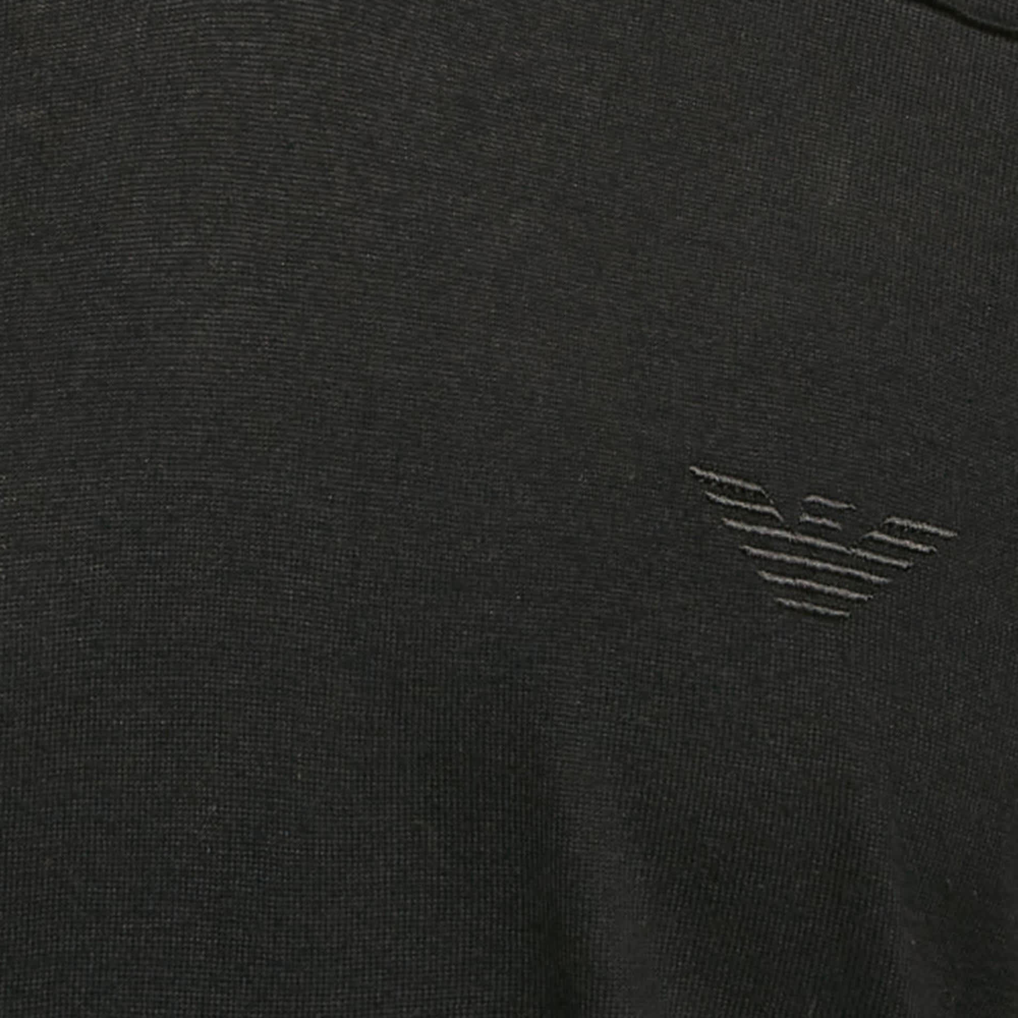 Emporio Armani Black Knit V - Neck Sweater