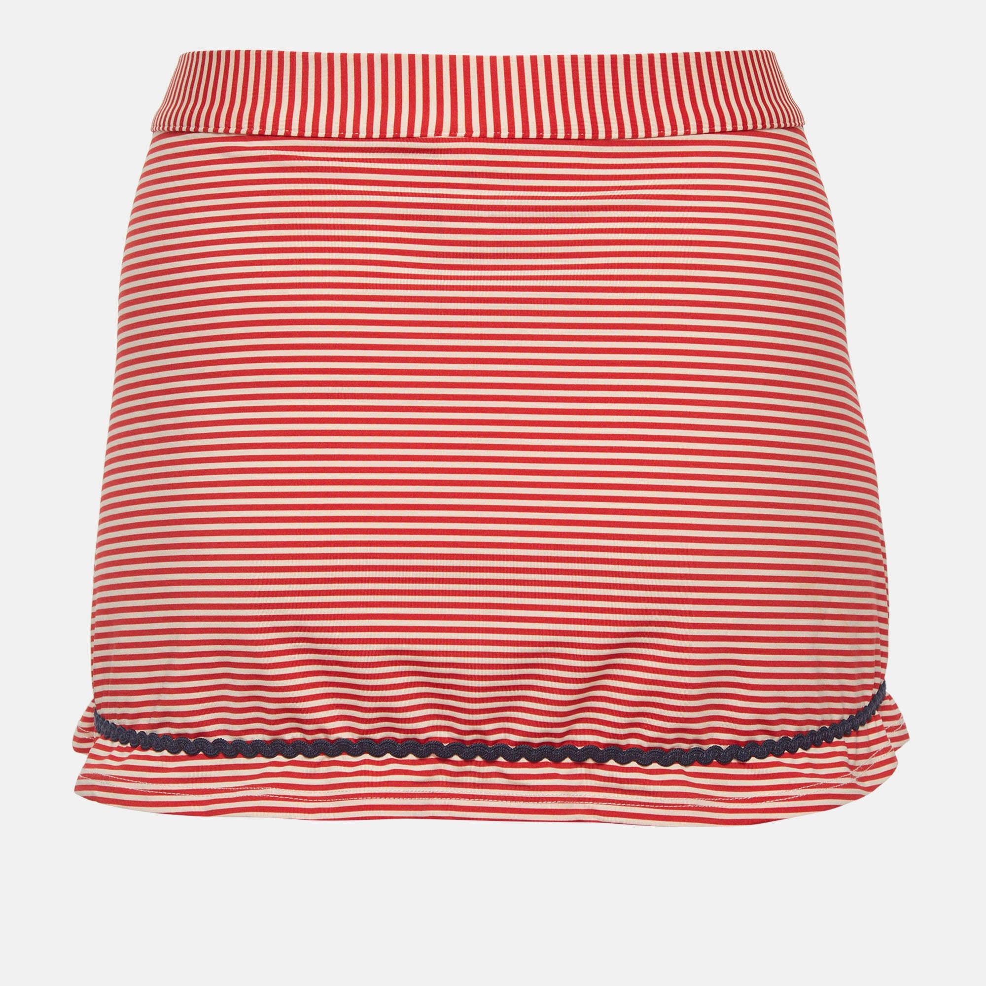 Emporio Armani Red/white Striped Jersey Mini Skirt
