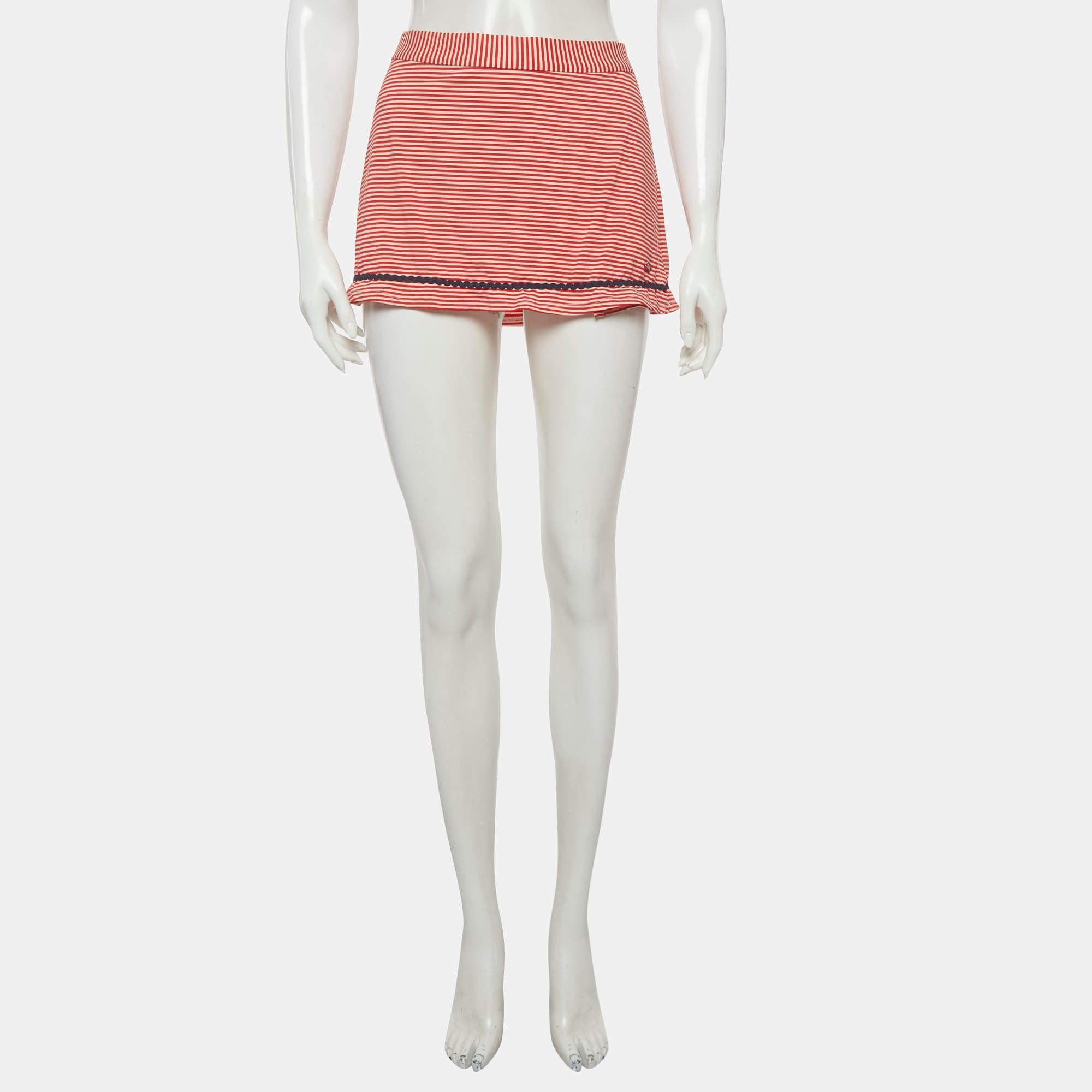 Emporio Armani Red/white Striped Jersey Mini Skirt