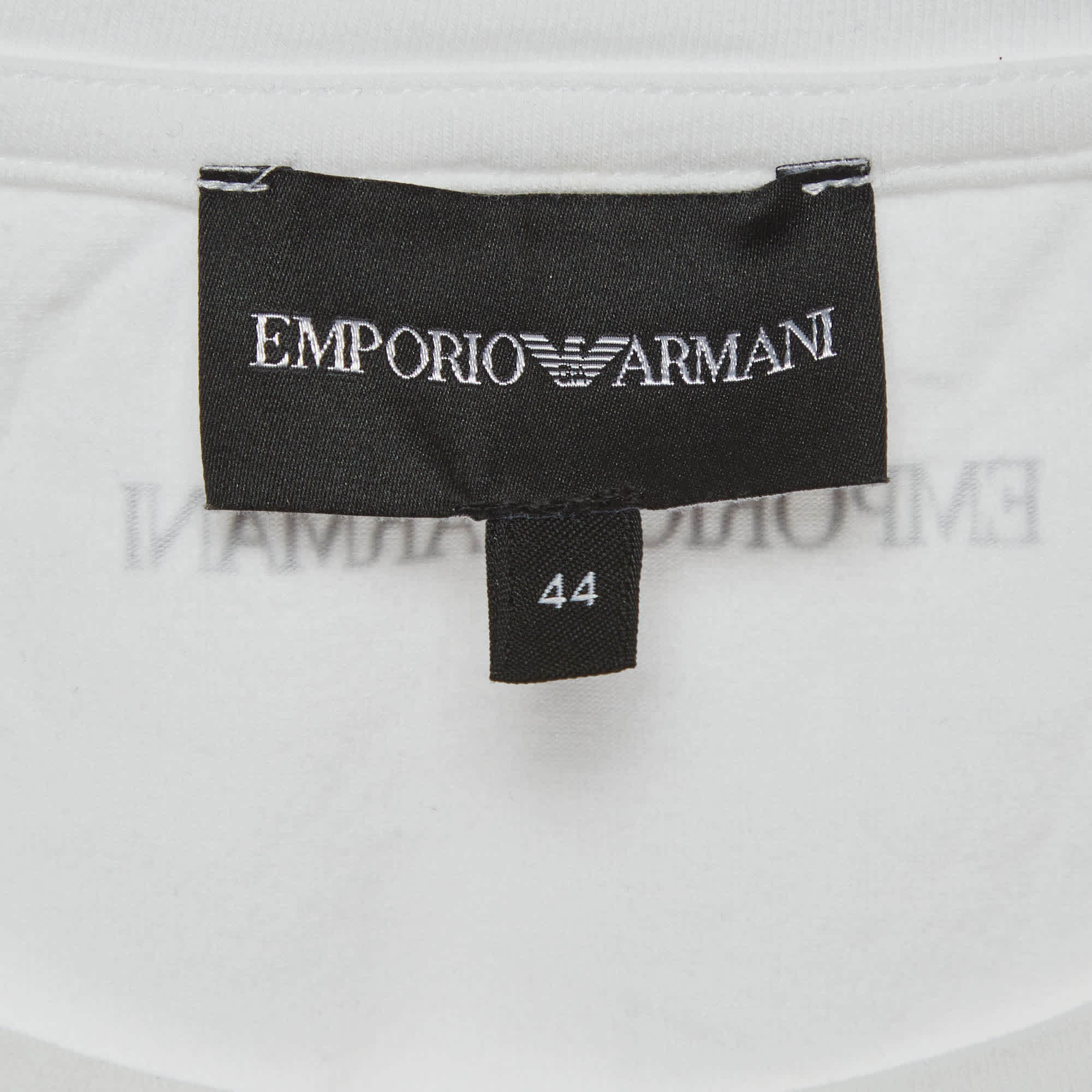 Emporio Armani White Logo Sequin Jersey T - Shirt