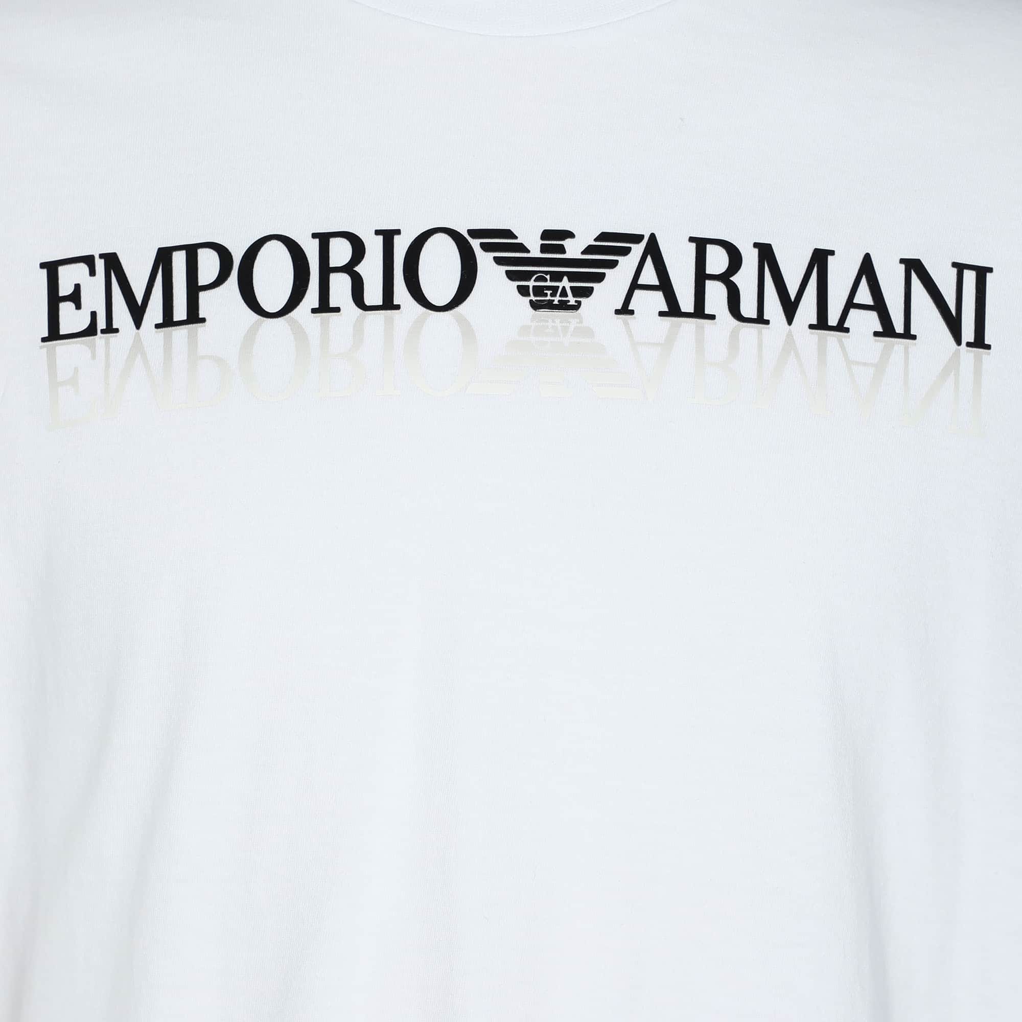 Emporio Armani White Cotton Logo Crew Neck T - Shirt