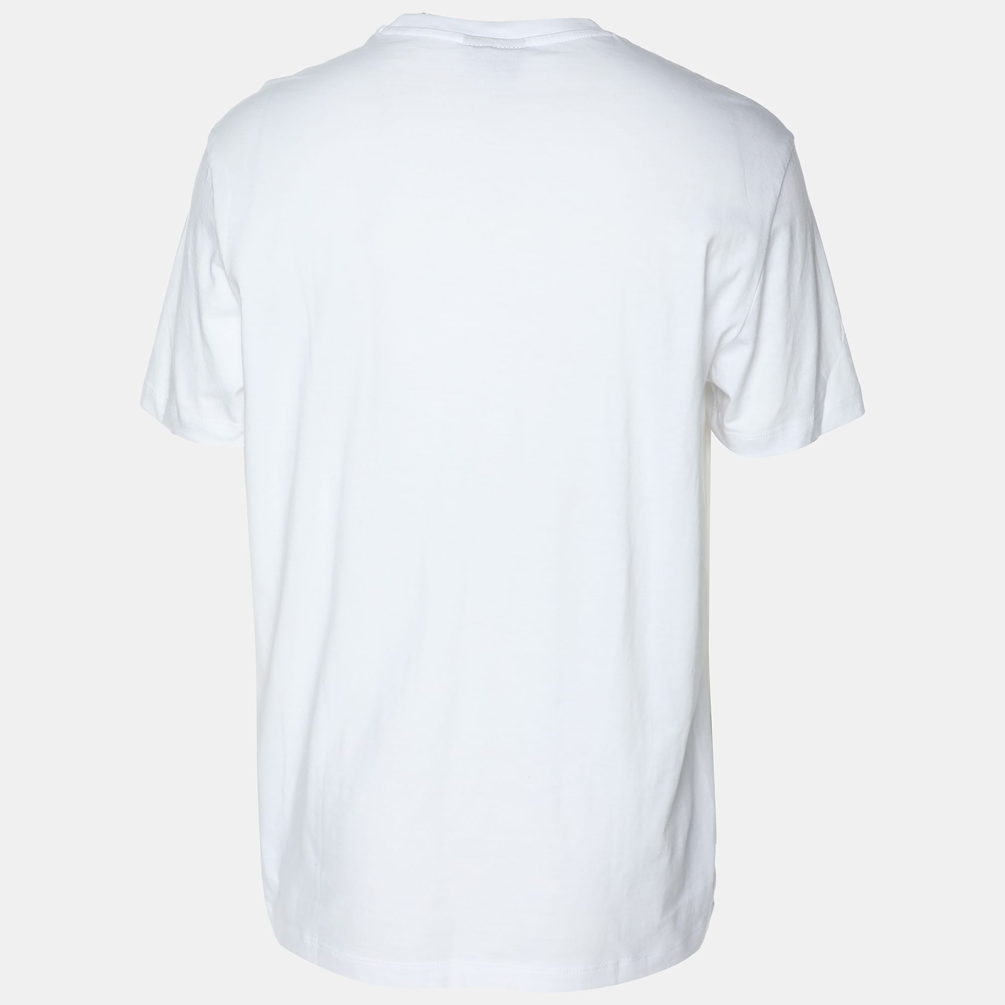 Emporio Armani White Cotton Logo Crew Neck T - Shirt