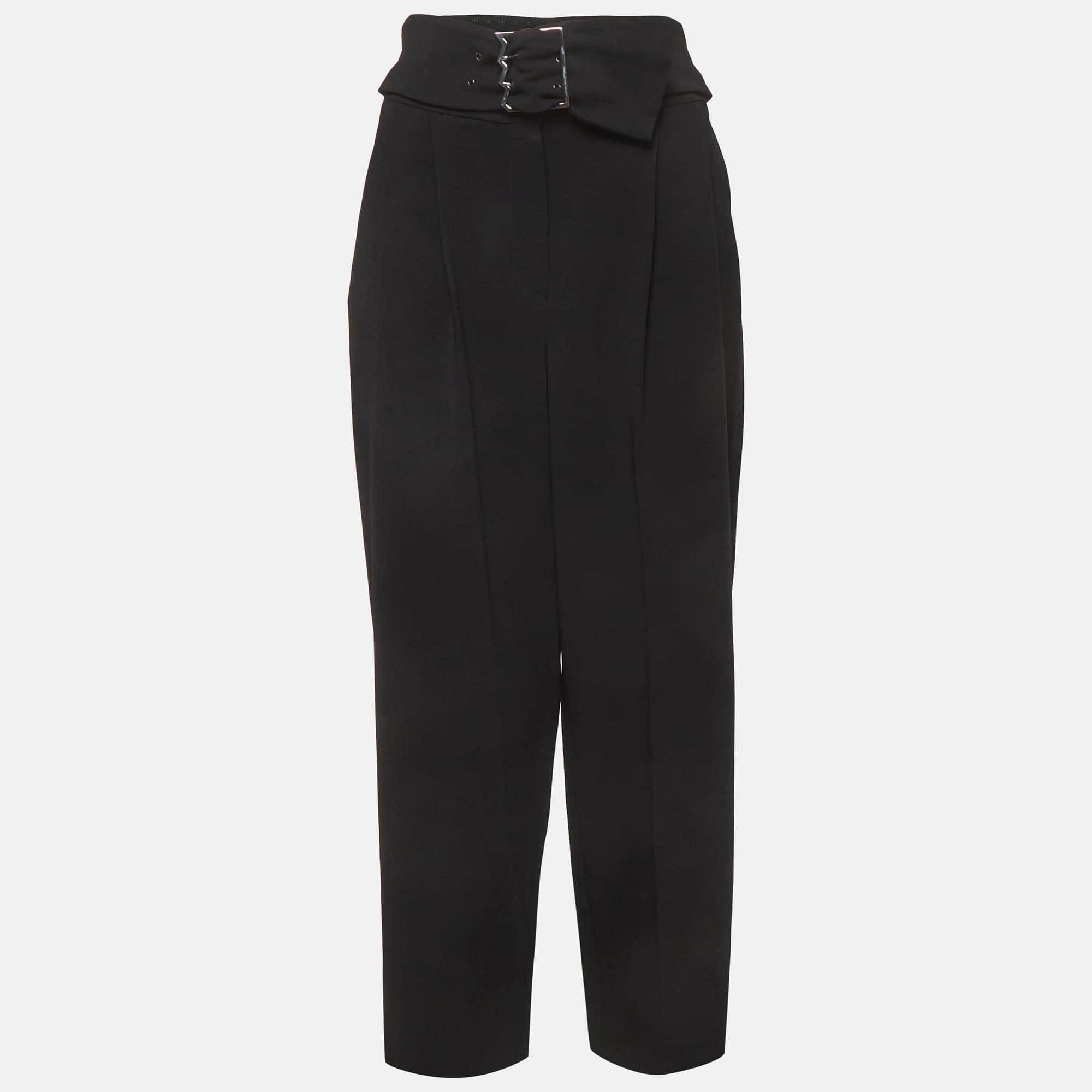 Emporio Armani Black Belted Crepe Trousers