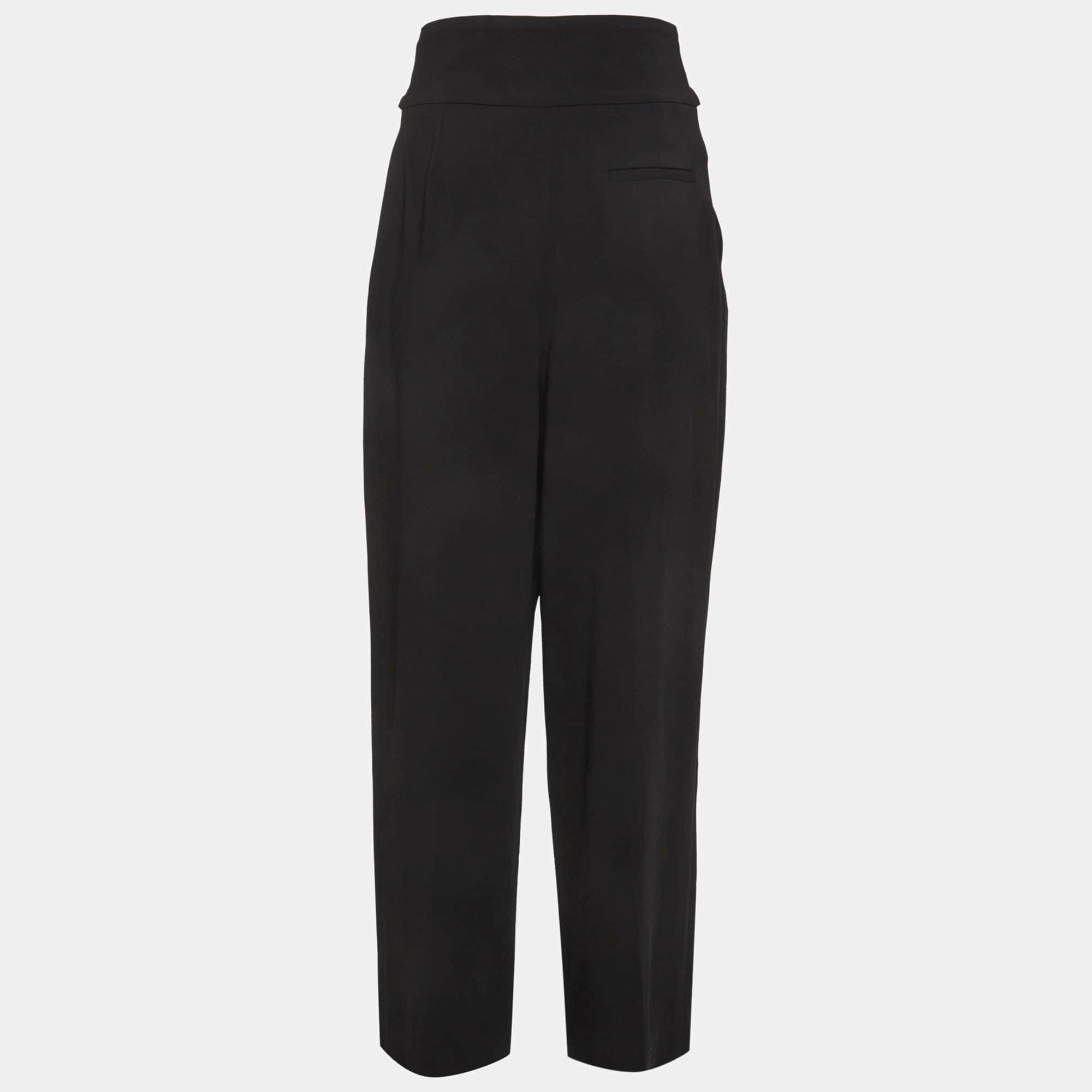 Emporio Armani Black Belted Crepe Trousers