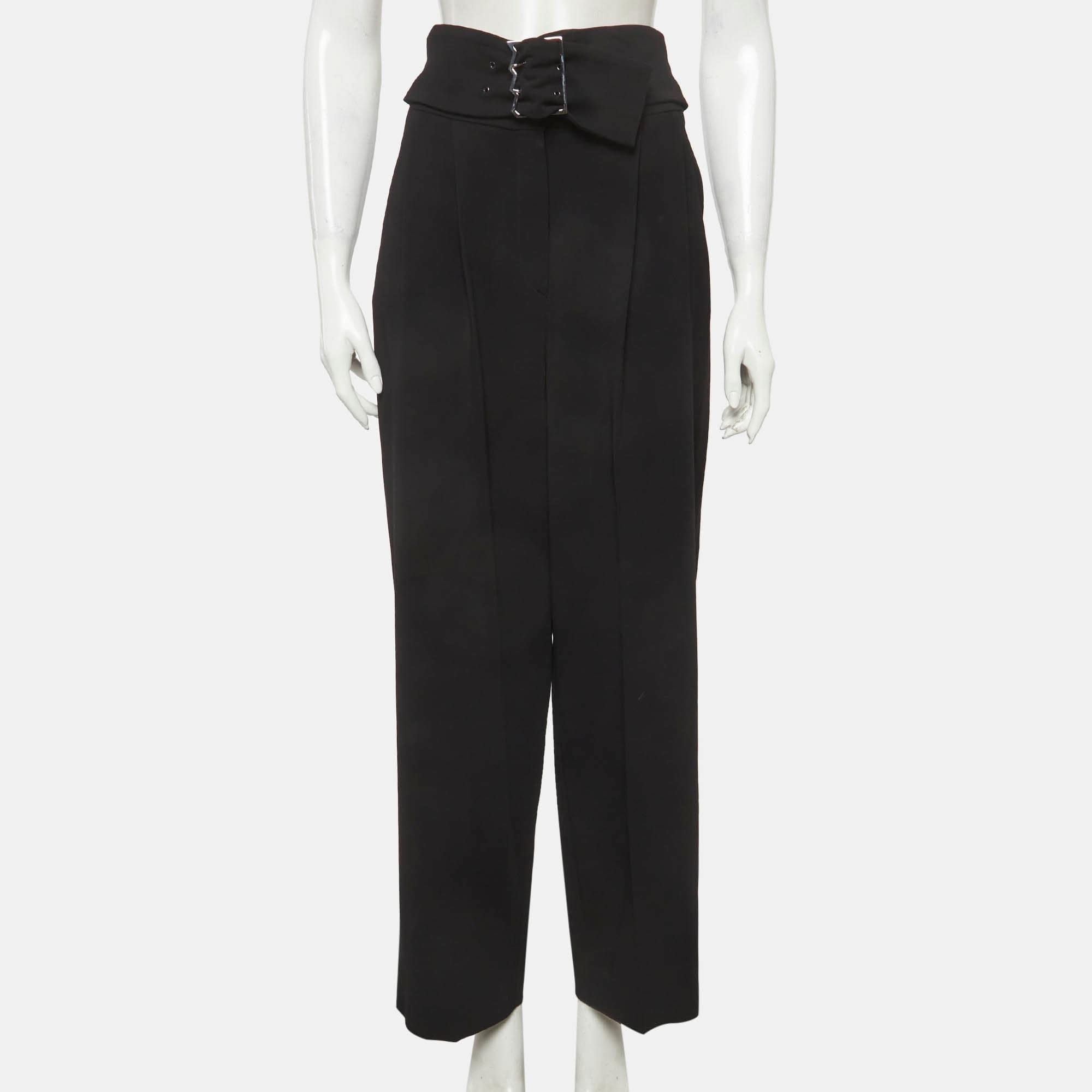 Emporio Armani Black Belted Crepe Trousers