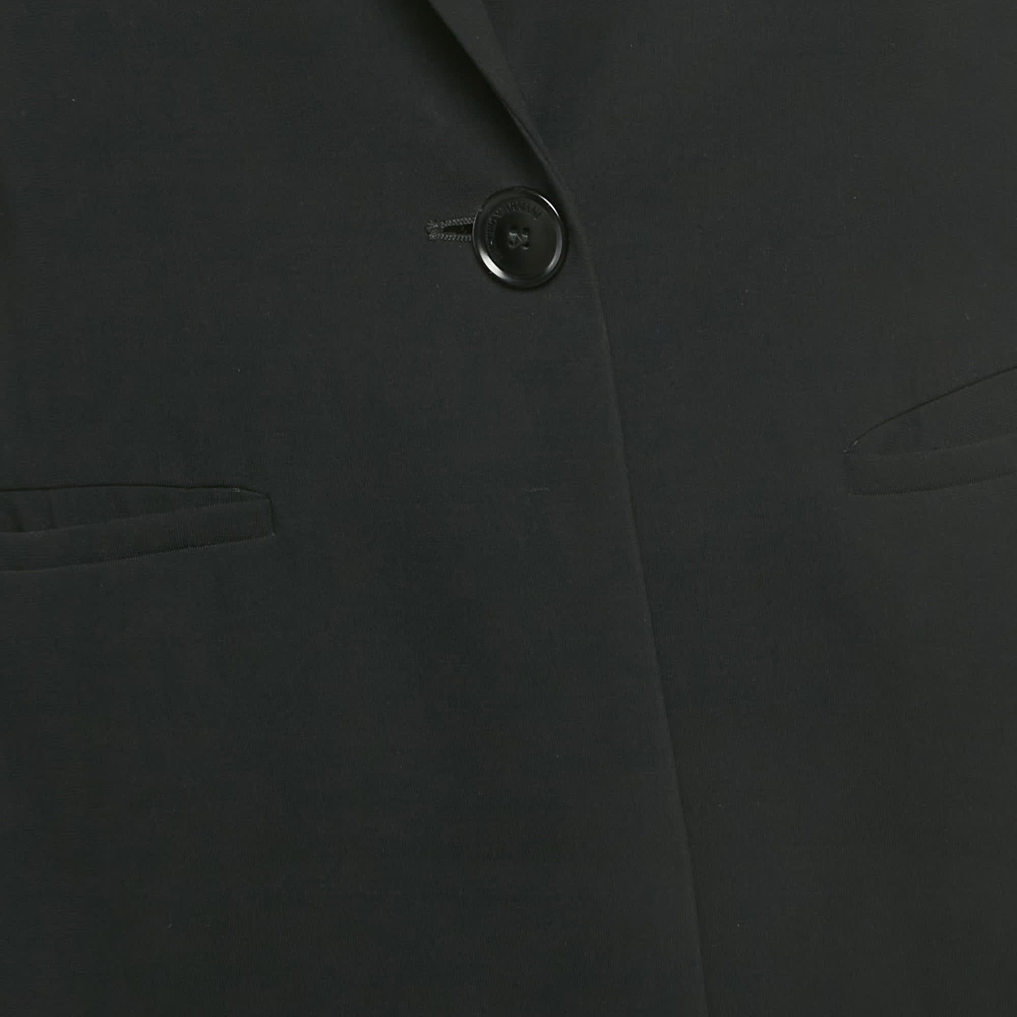 Emporio Armani Black Crepe Elasticated Waist Detail Blazer
