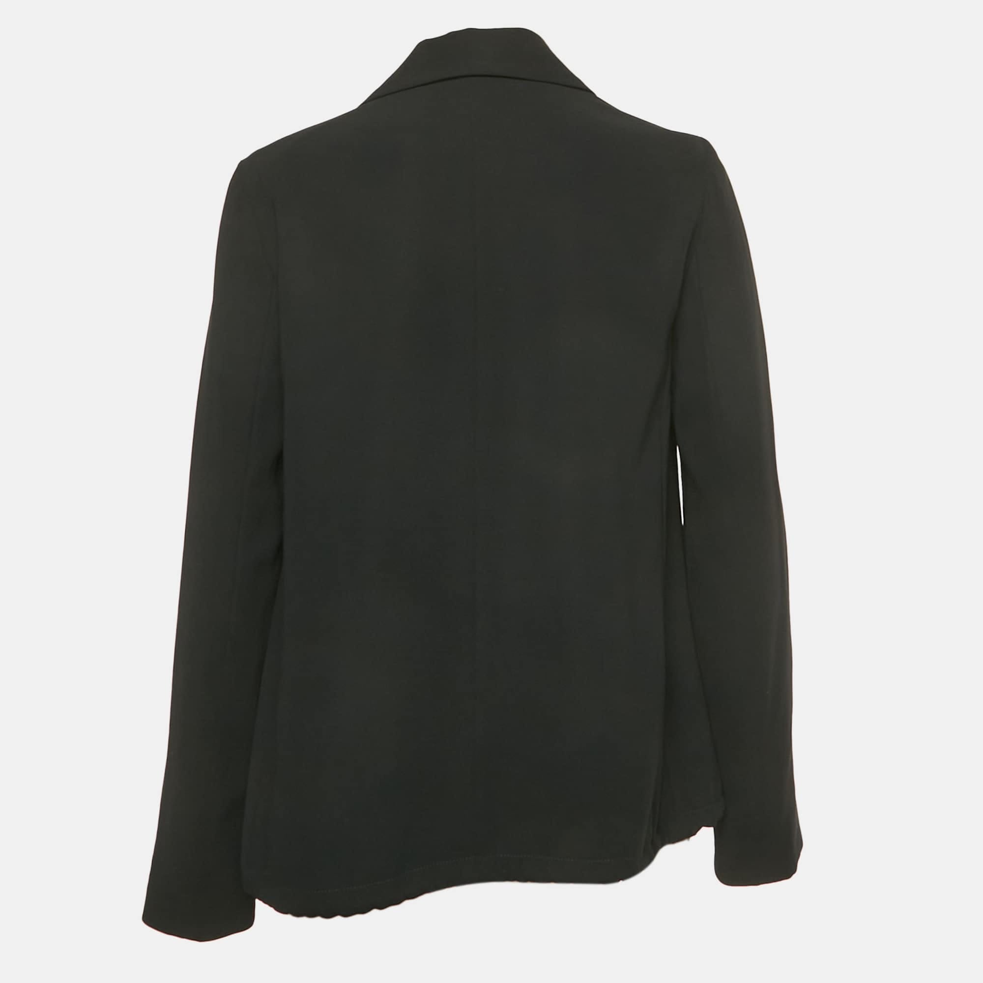 Emporio Armani Black Crepe Elasticated Waist Detail Blazer