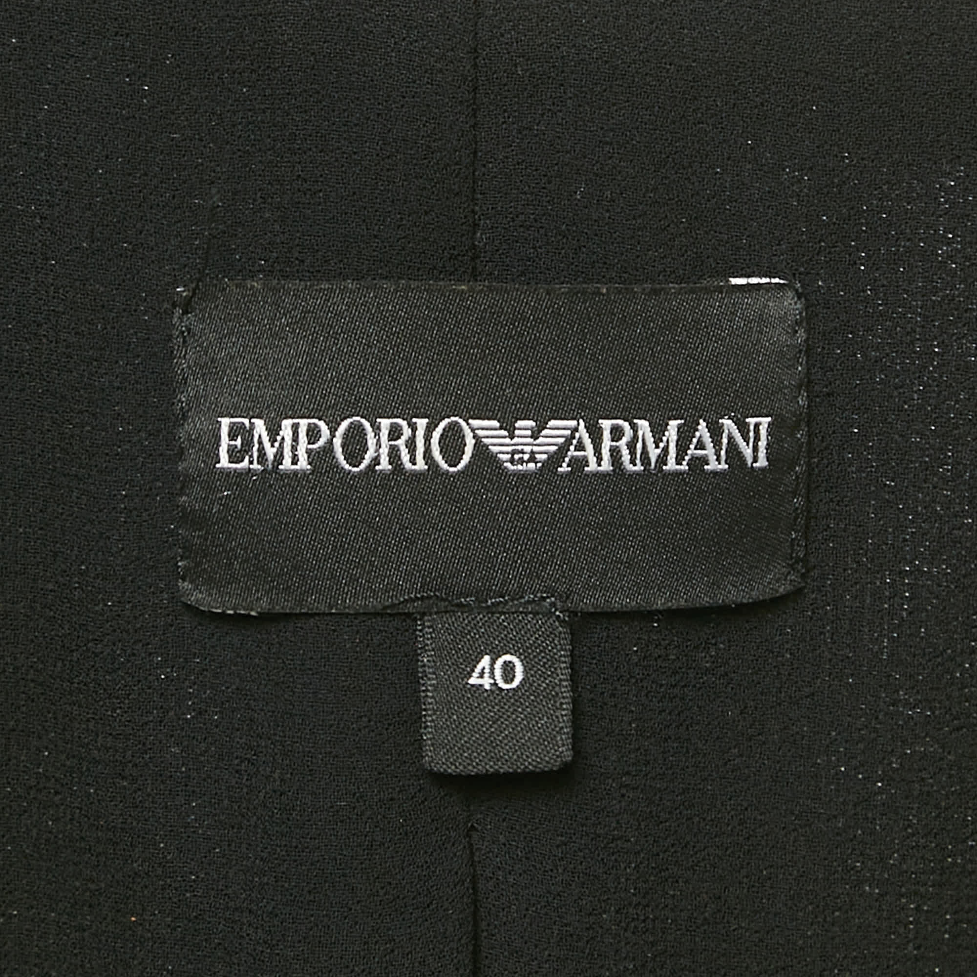 Emporio Armani Black Crepe Elasticated Waist Detail Blazer