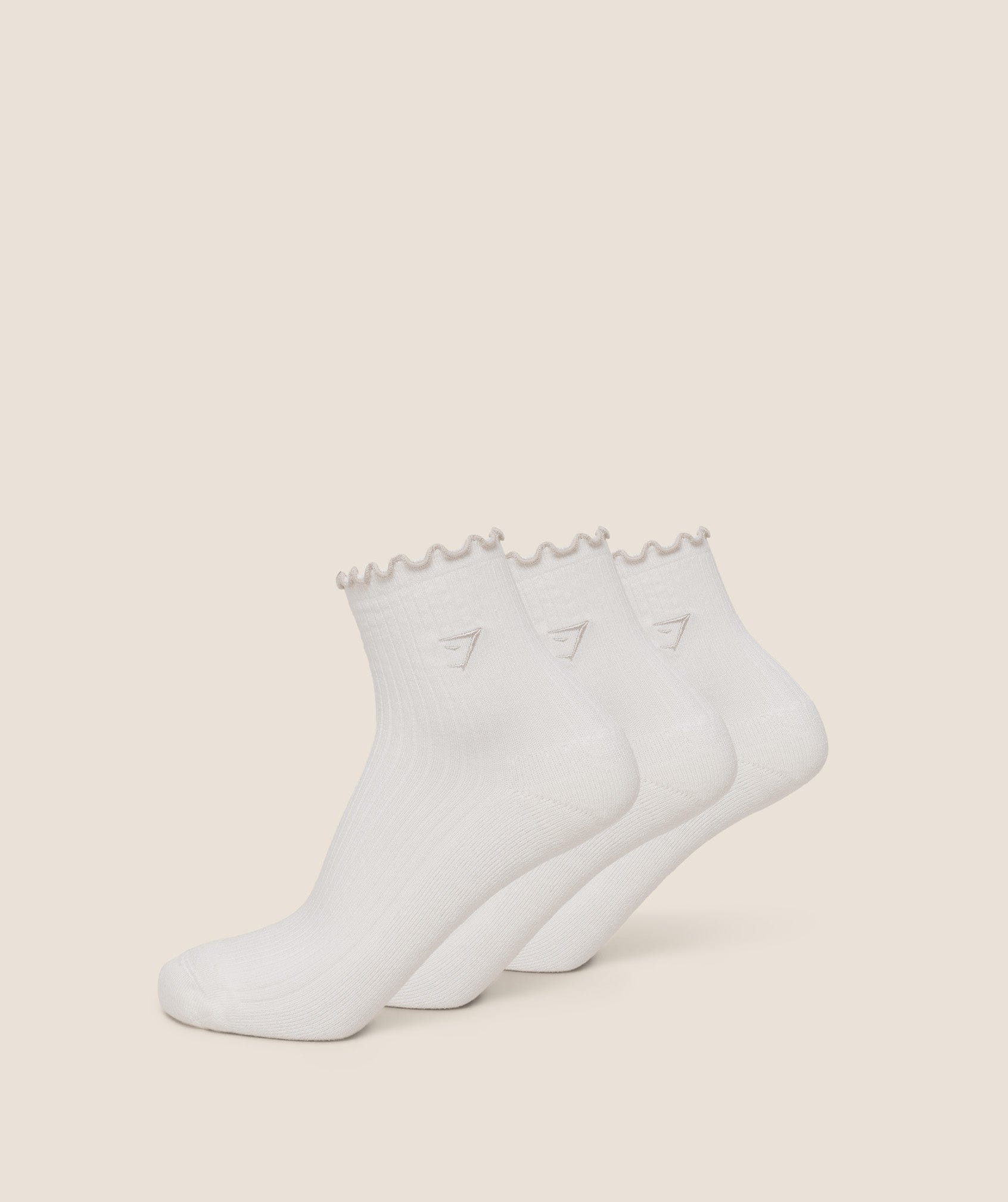 Gymshark Women's Gymshark Midi Frill Socks 3Pk GS Soft White