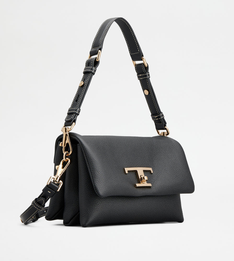 Tod's Tods T Timeless Flap Bag In Leather Mini Black