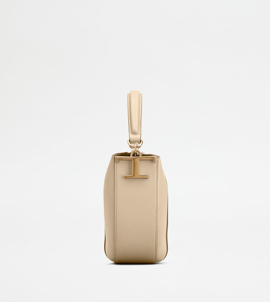 Tod's Tods T Case Hobo Bag In Leather Mini Beige