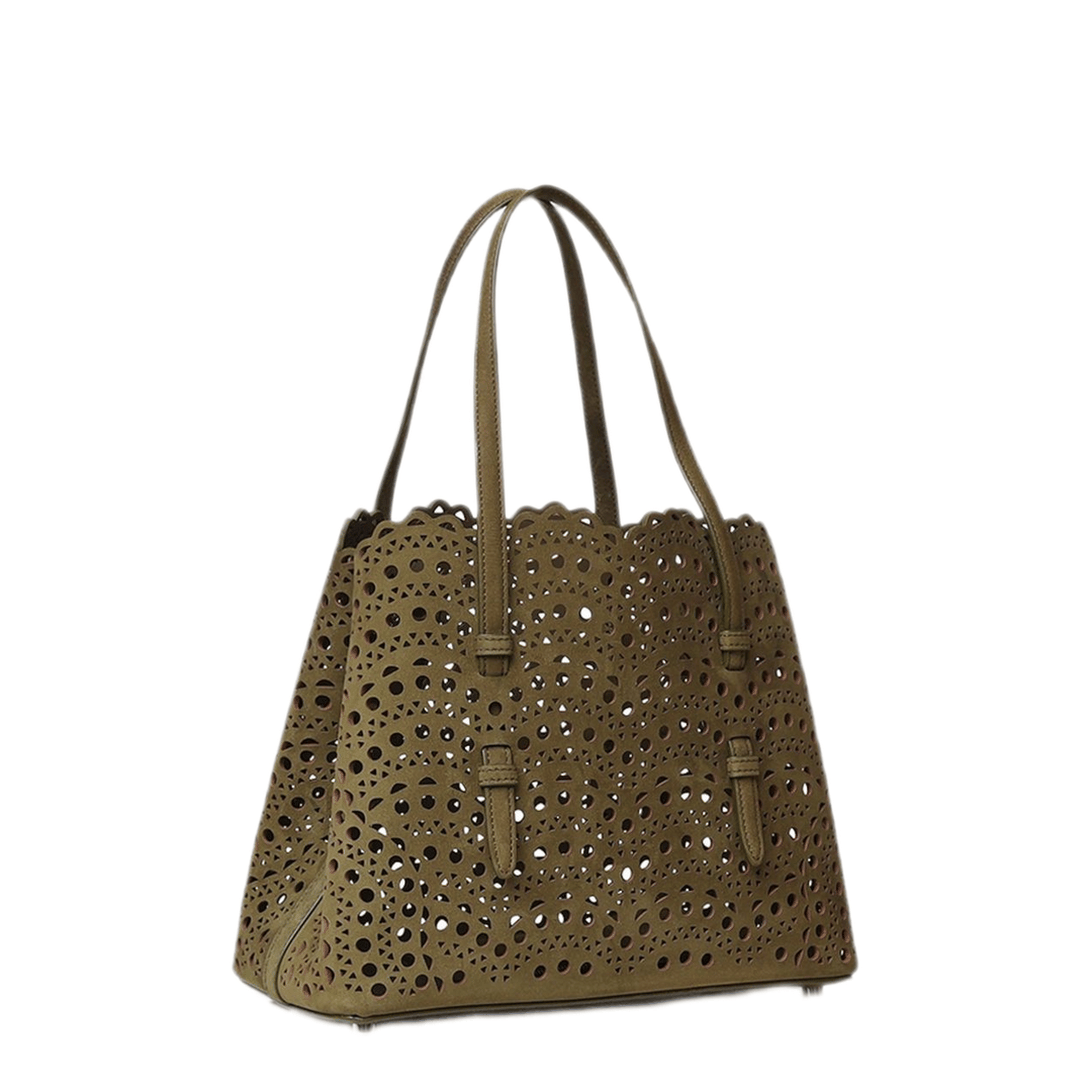 Alaia Mina 25 Calf Suede Tote - Terracotta Brown
