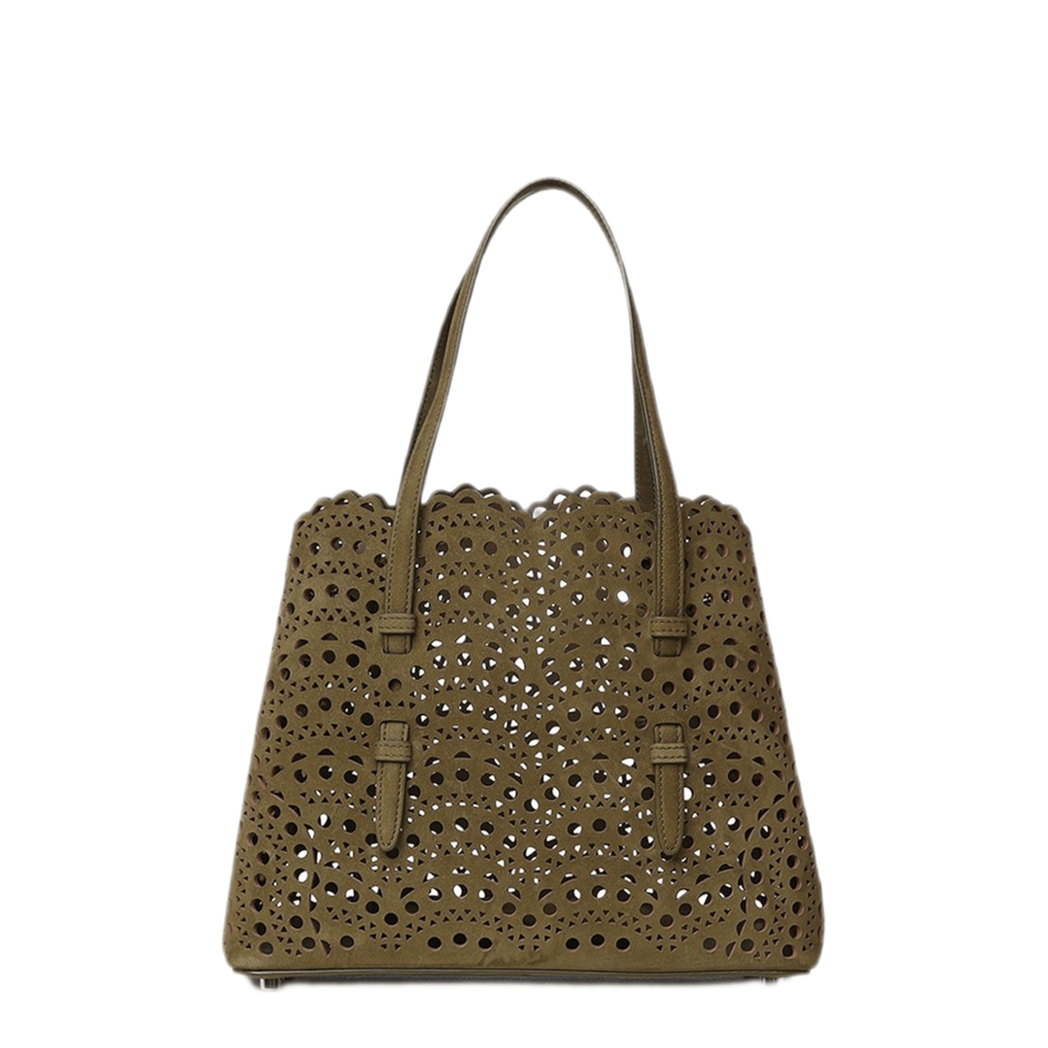 Alaia Mina 25 Calf Suede Tote - Terracotta Brown