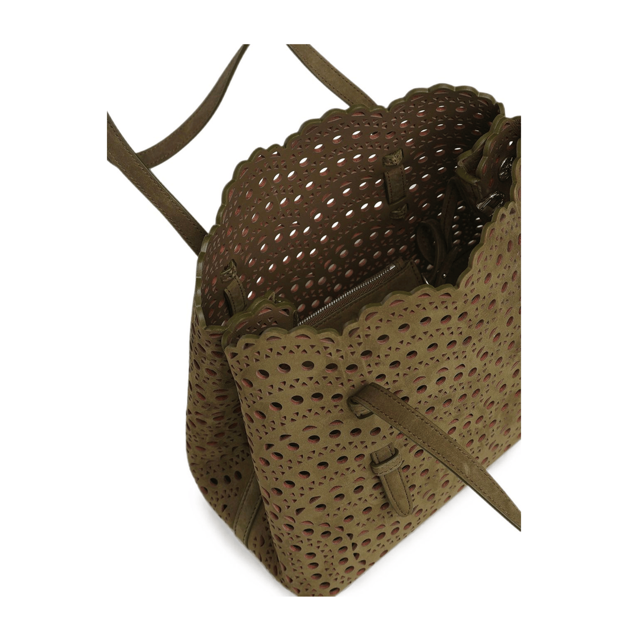 Alaia Mina 25 Calf Suede Tote - Terracotta Brown