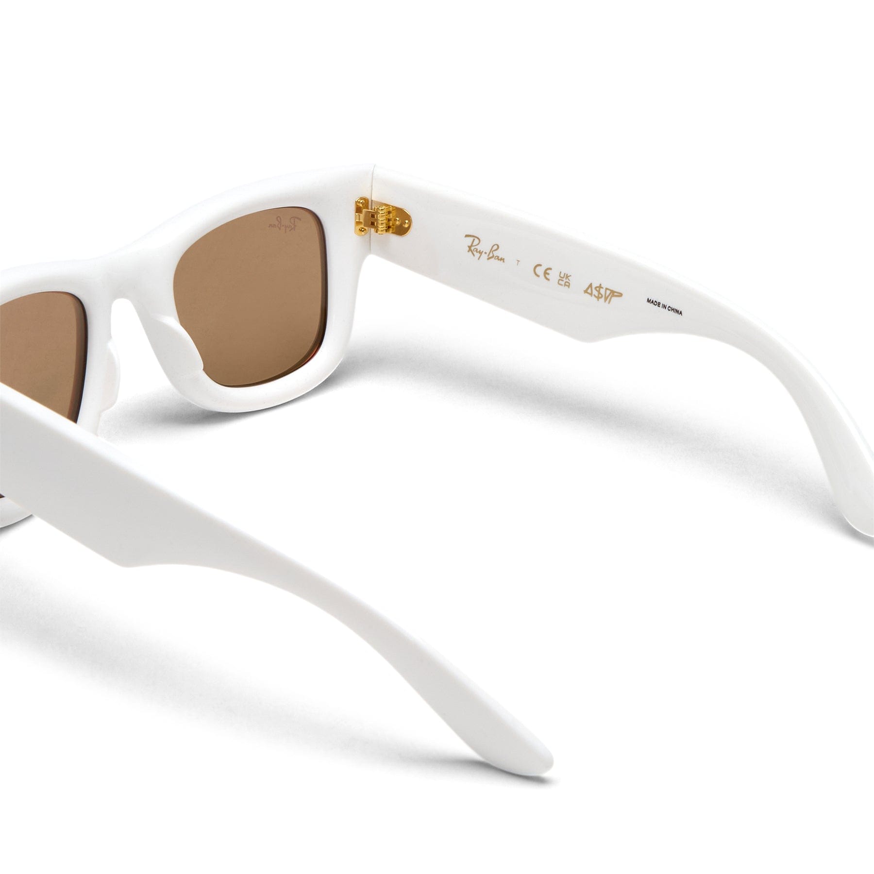 Ray-Ban A$AP Rocky x Ray - Ban Wayfarer Puffer (White/Dark Brown Mirror Rose Gold)