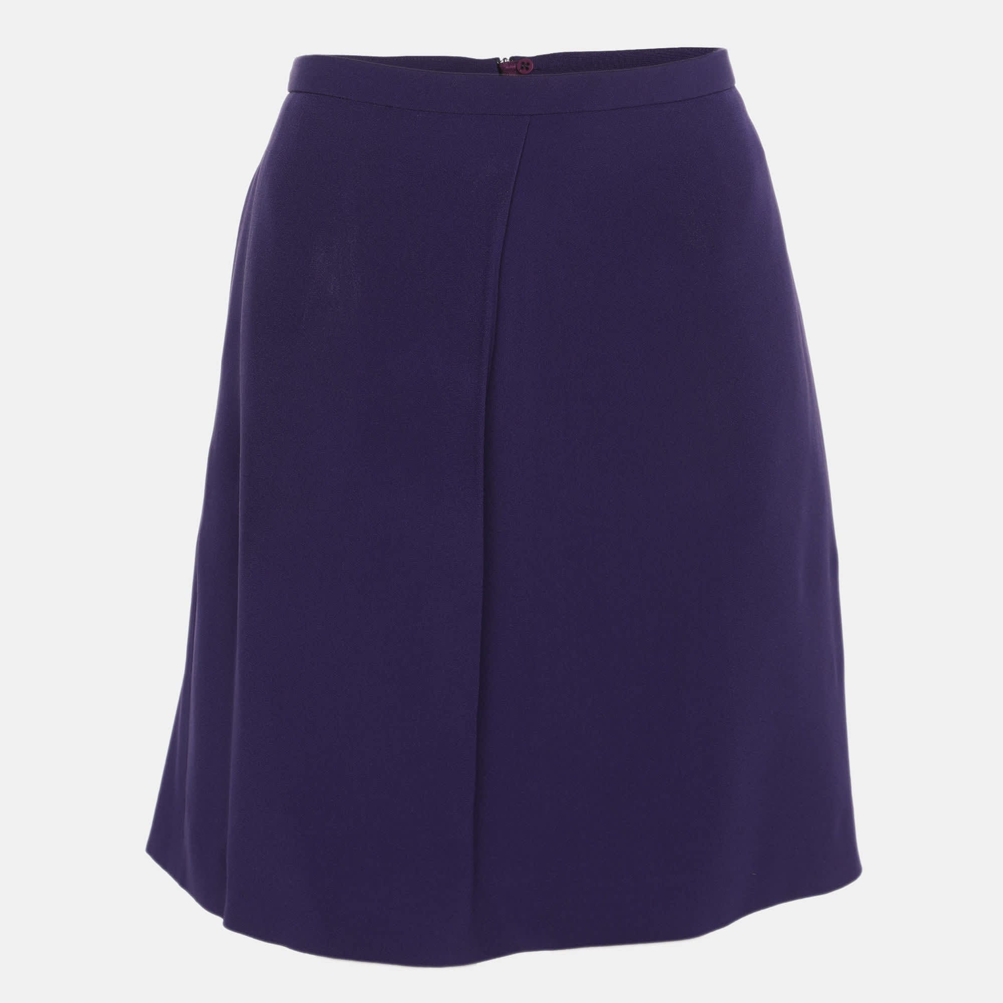Emporio Armani Purple Crepe Fabric Mini Skirt