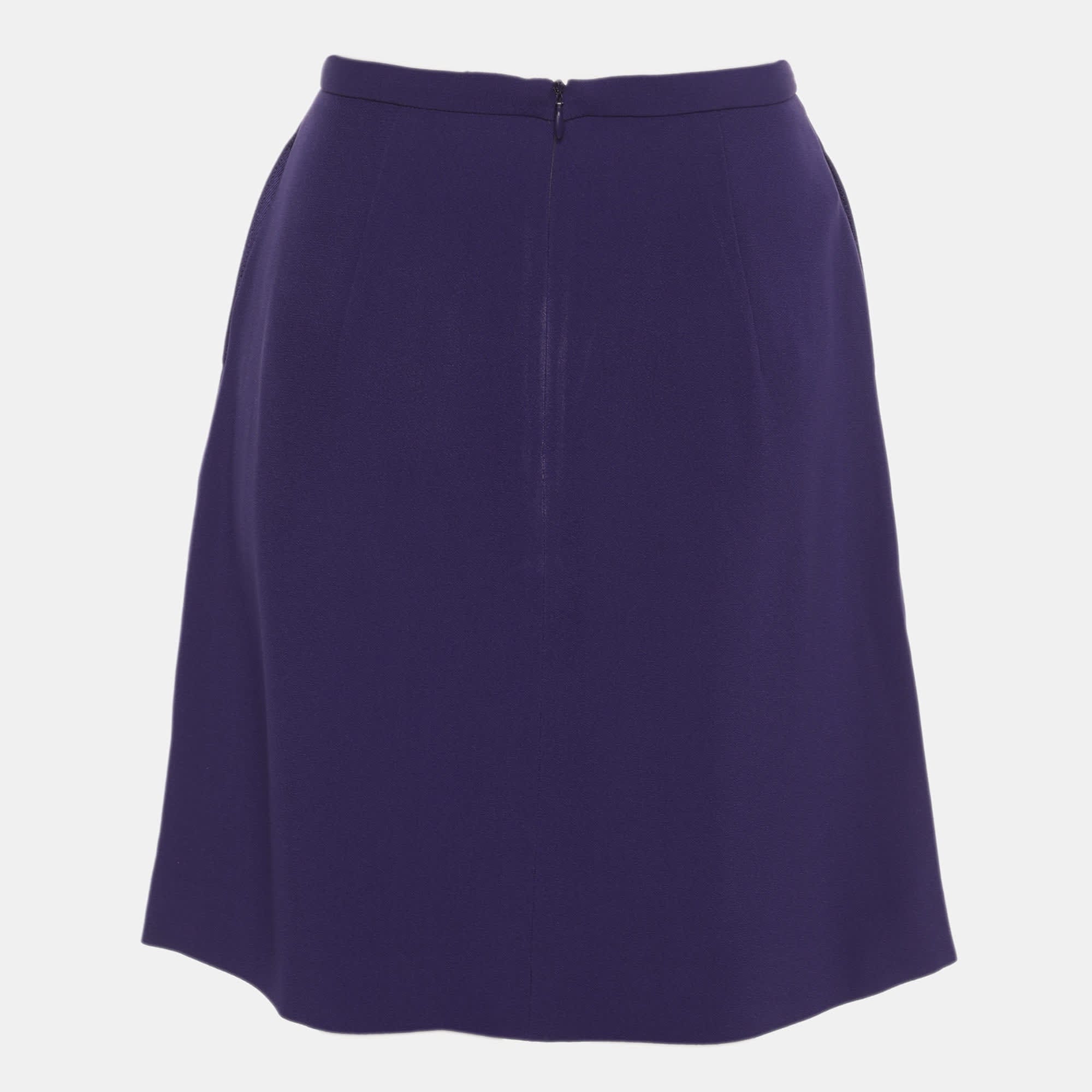 Emporio Armani Purple Crepe Fabric Mini Skirt