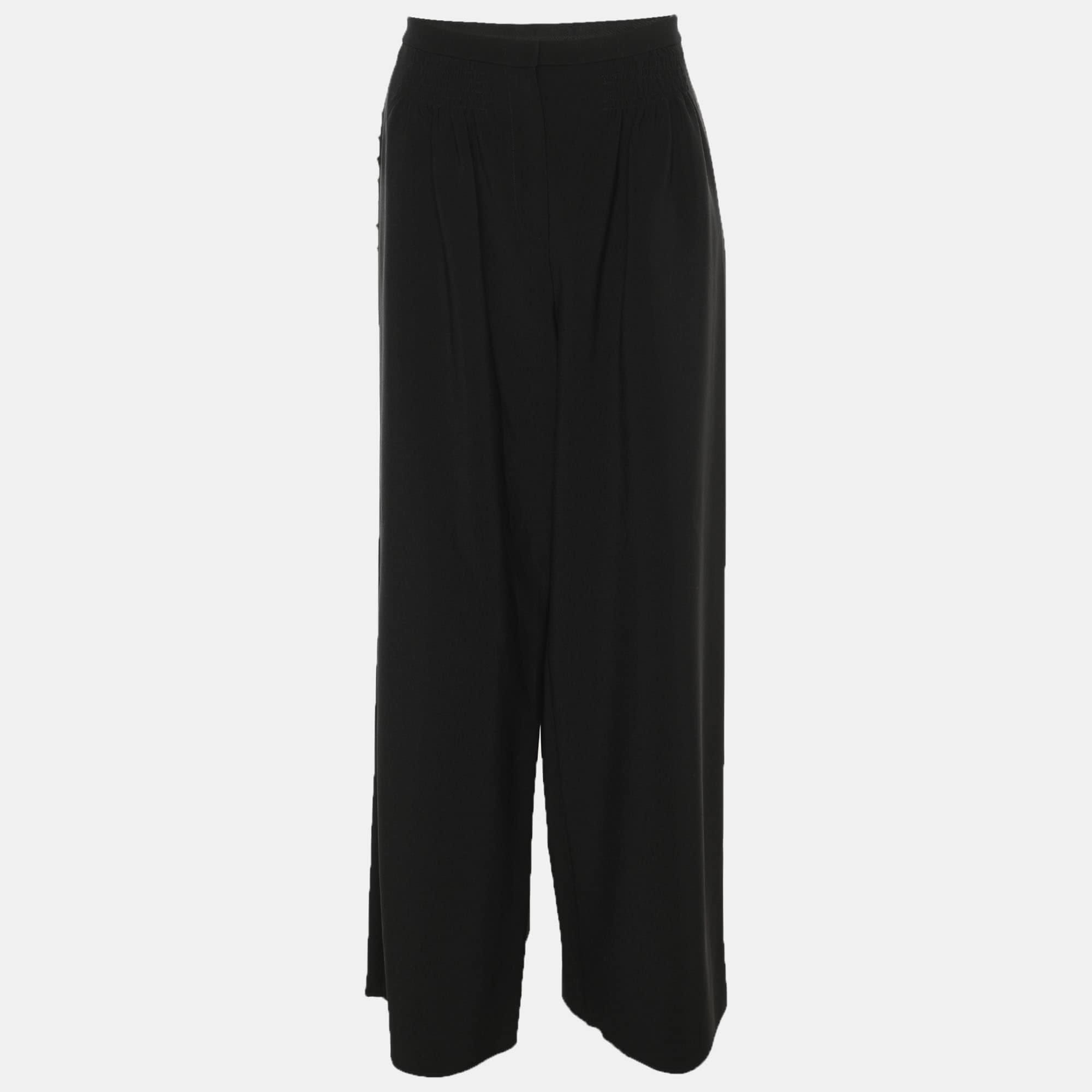 Emporio Armani Black Satin Palazzo Pants