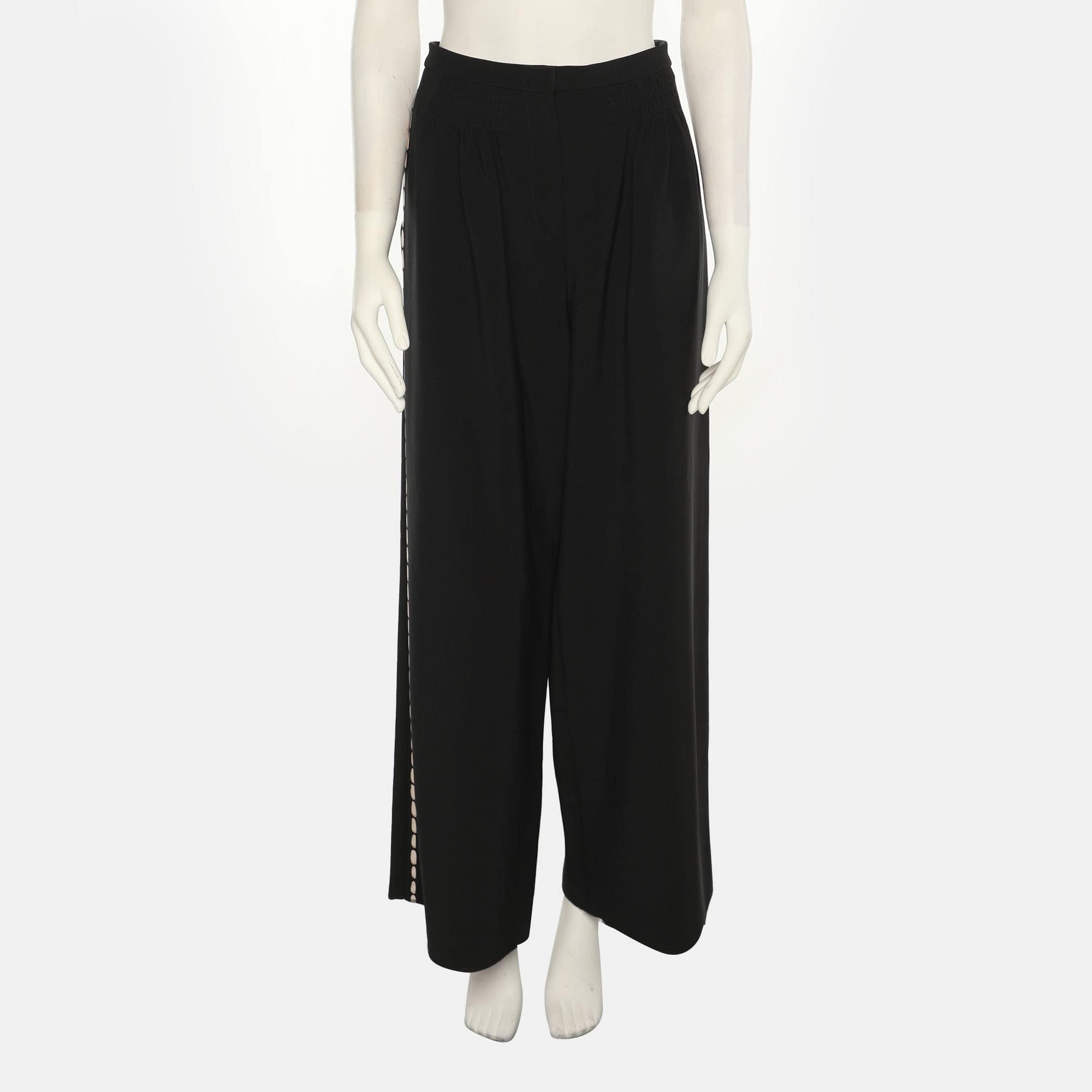 Emporio Armani Black Satin Palazzo Pants