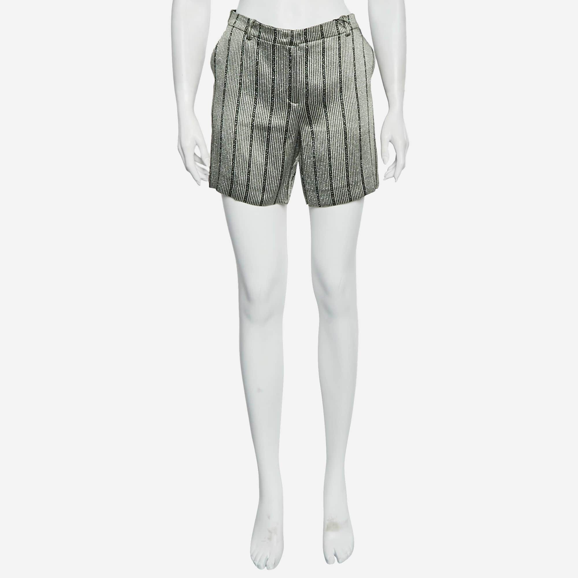 Emporio Armani Green Metallic Striped Lame Shorts