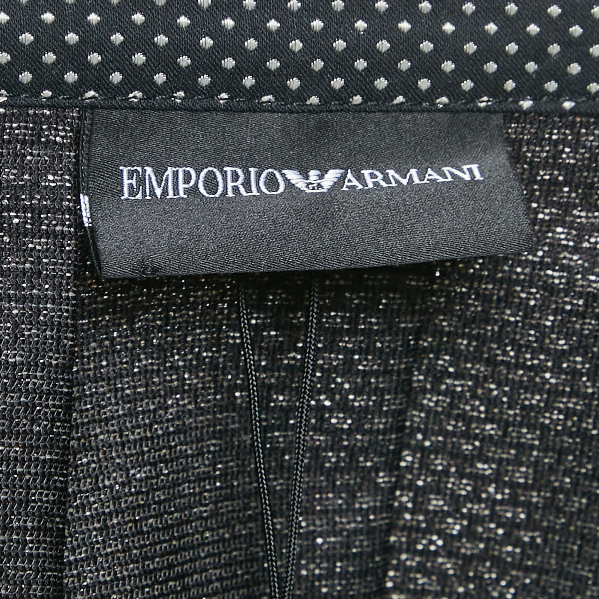 Emporio Armani Black Textured Cotton Blend Pleated Mini Skirt