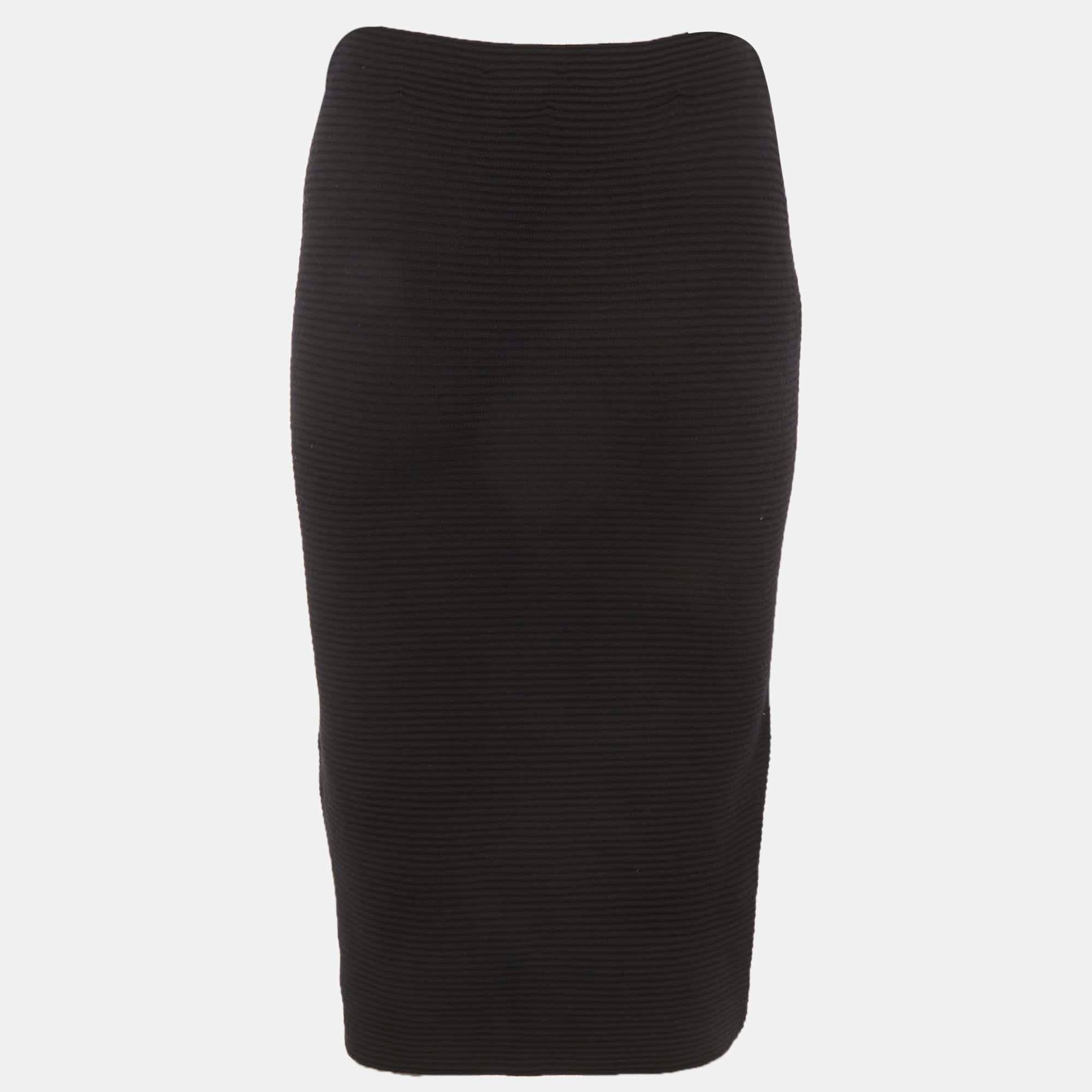 Emporio Armani Black Knit Midi Skirt