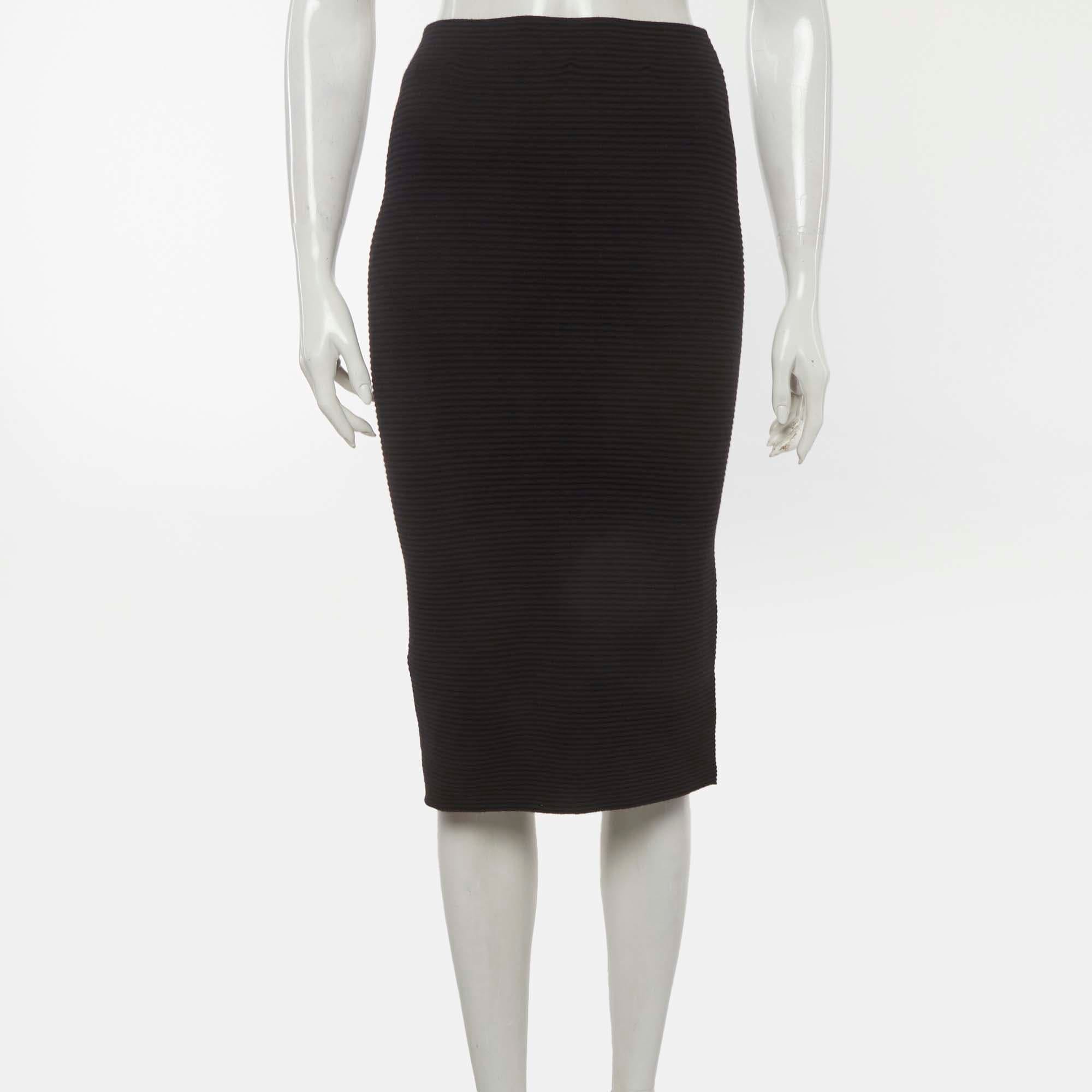 Emporio Armani Black Knit Midi Skirt
