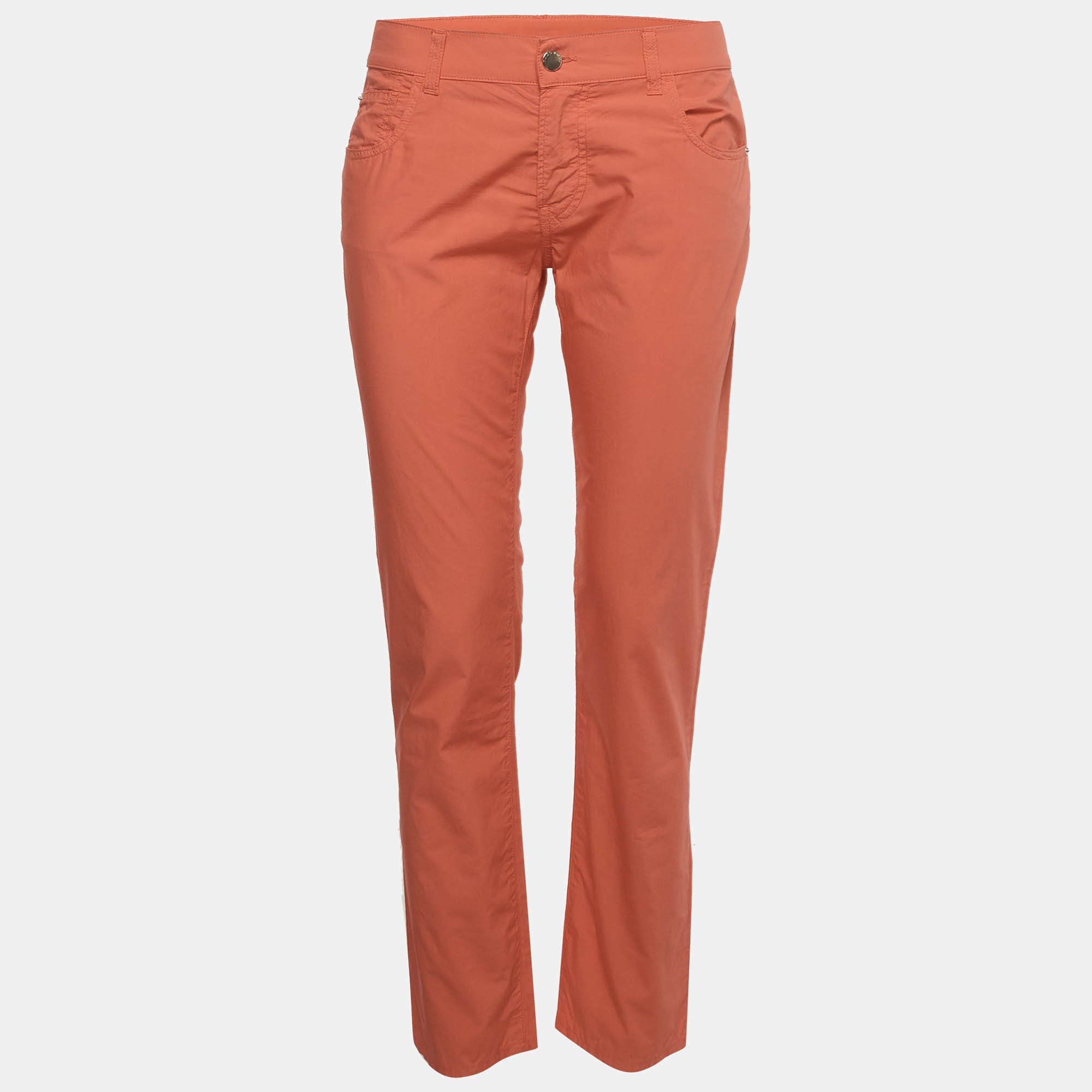 Emporio Armani Salmon Red Cotton Cropped Pants