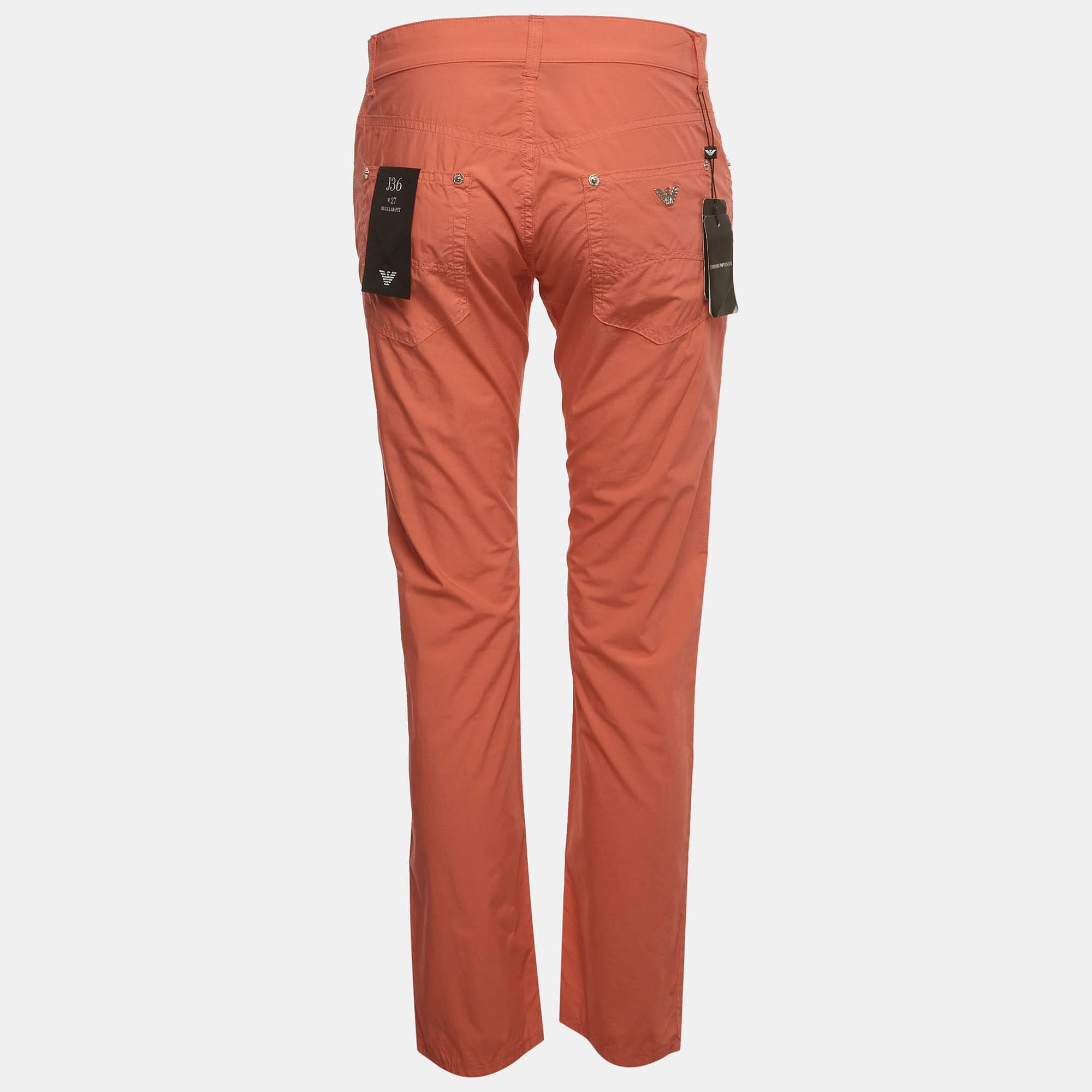 Emporio Armani Salmon Red Cotton Cropped Pants