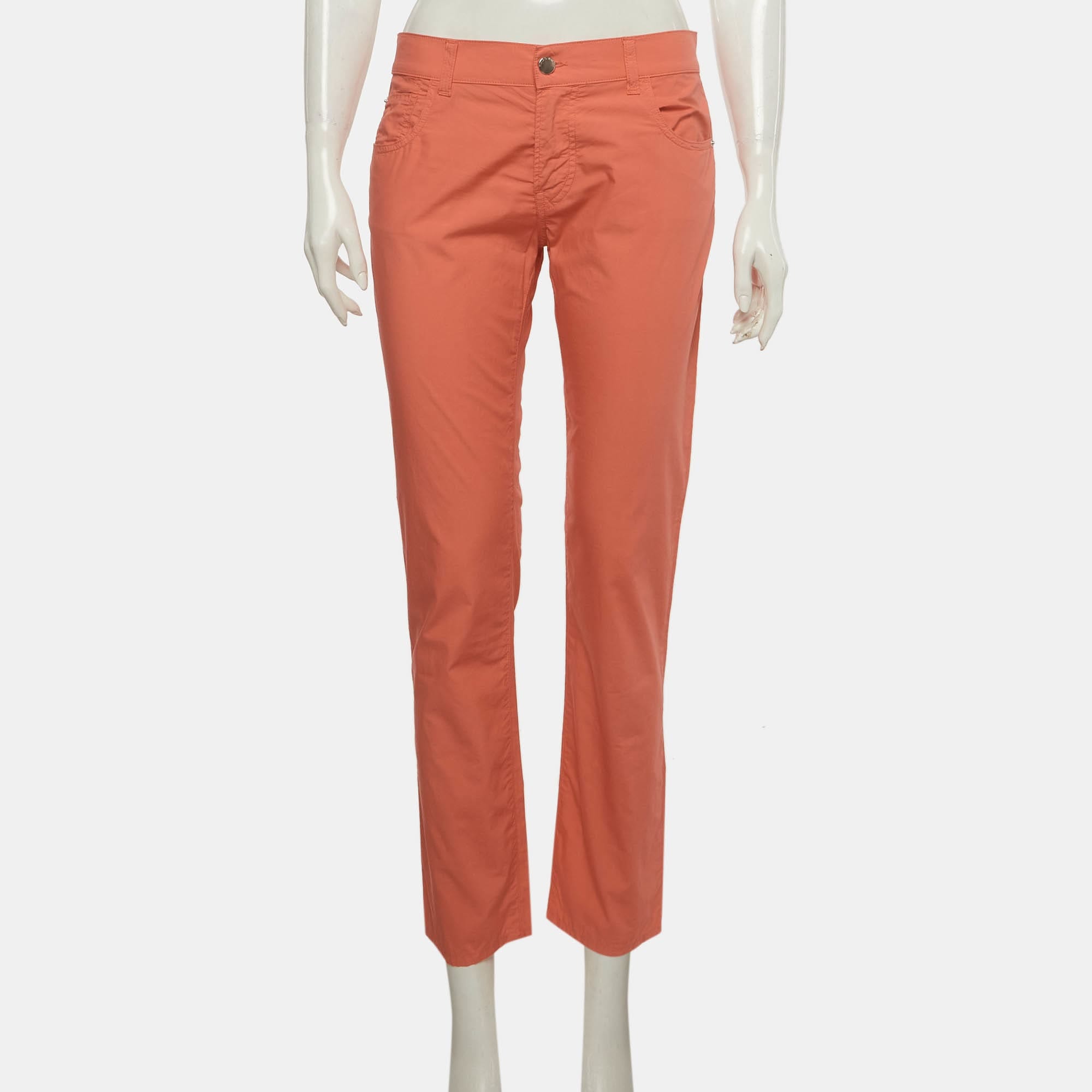Emporio Armani Salmon Red Cotton Cropped Pants