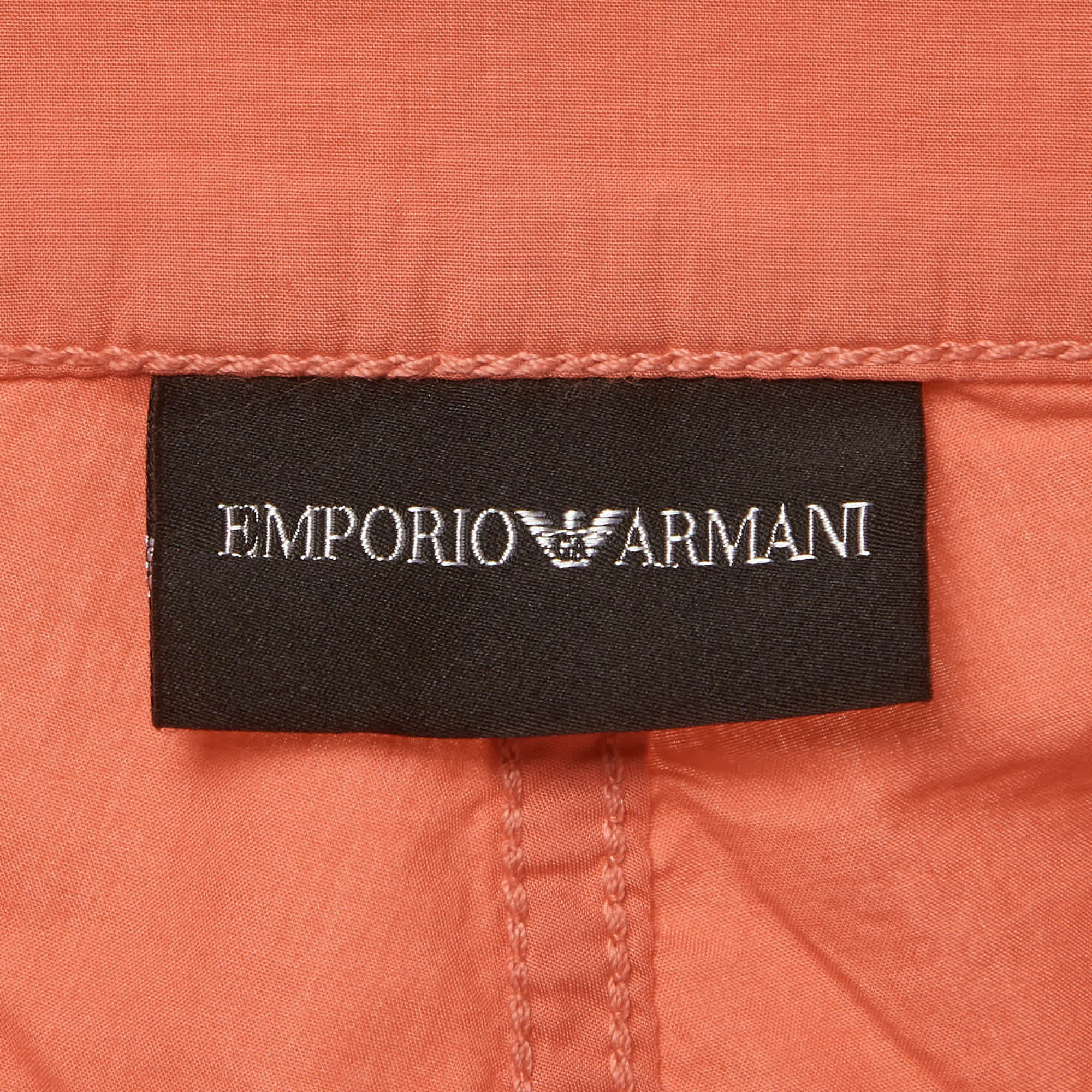 Emporio Armani Salmon Red Cotton Cropped Pants