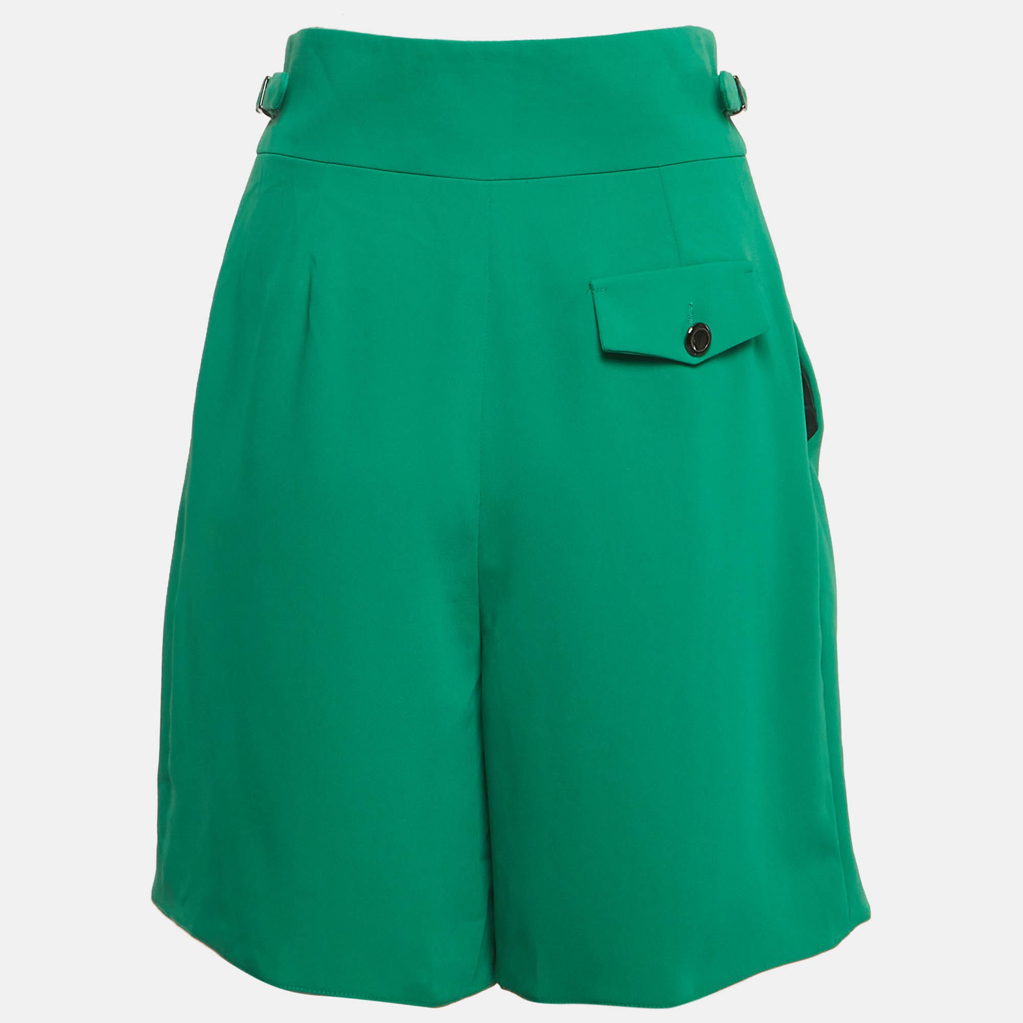 Emporio Armani Green Crepe Pleated Shorts