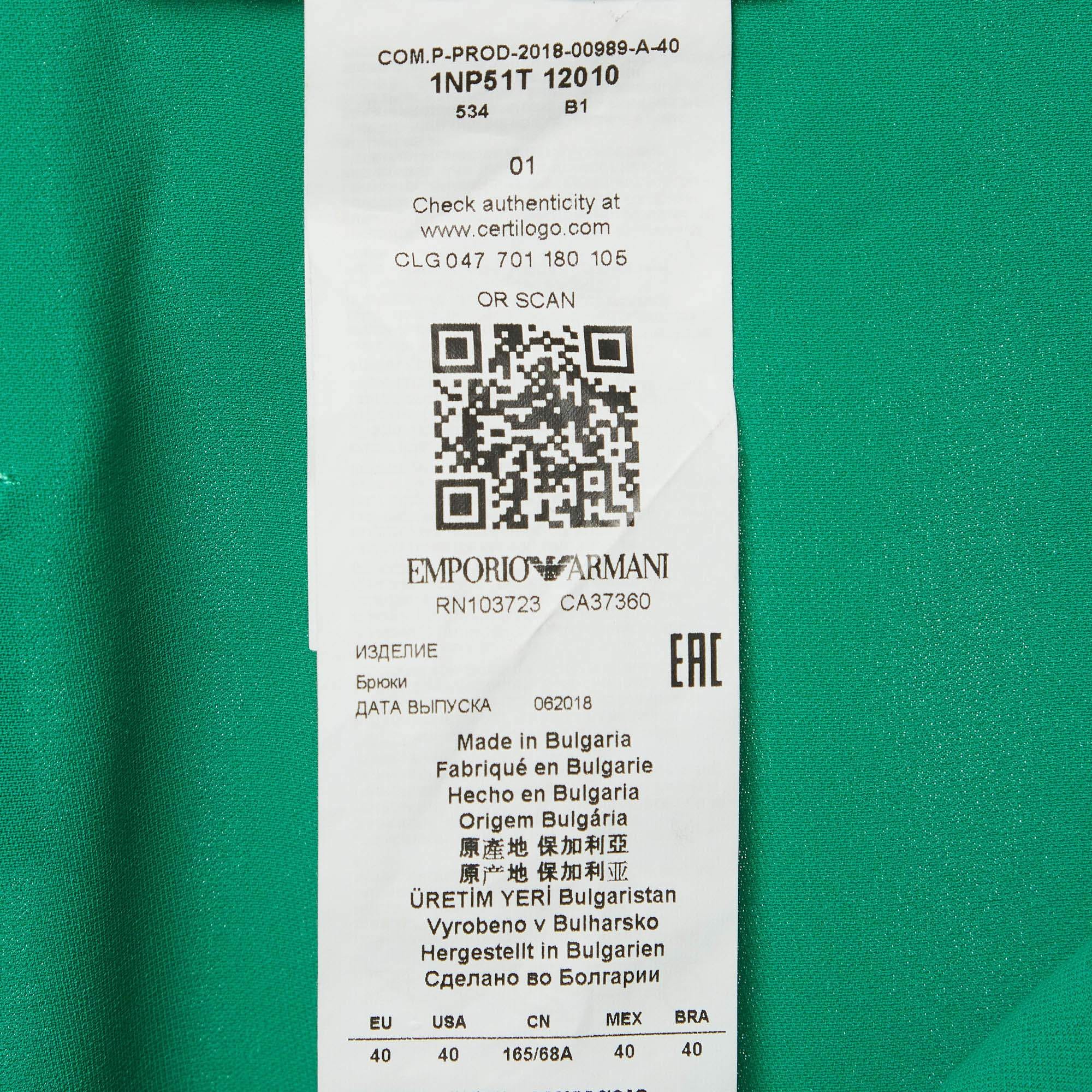 Emporio Armani Green Crepe Pleated Shorts