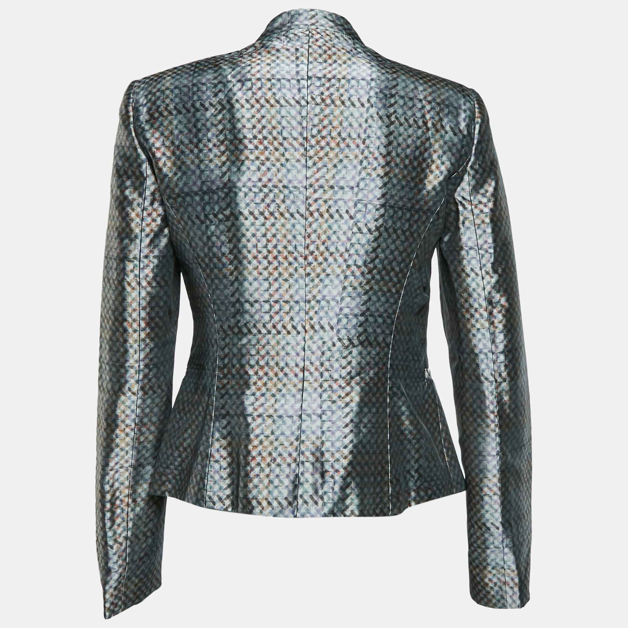 Emporio Armani Multicolor Geometric Print Synthetic Blend Blazer
