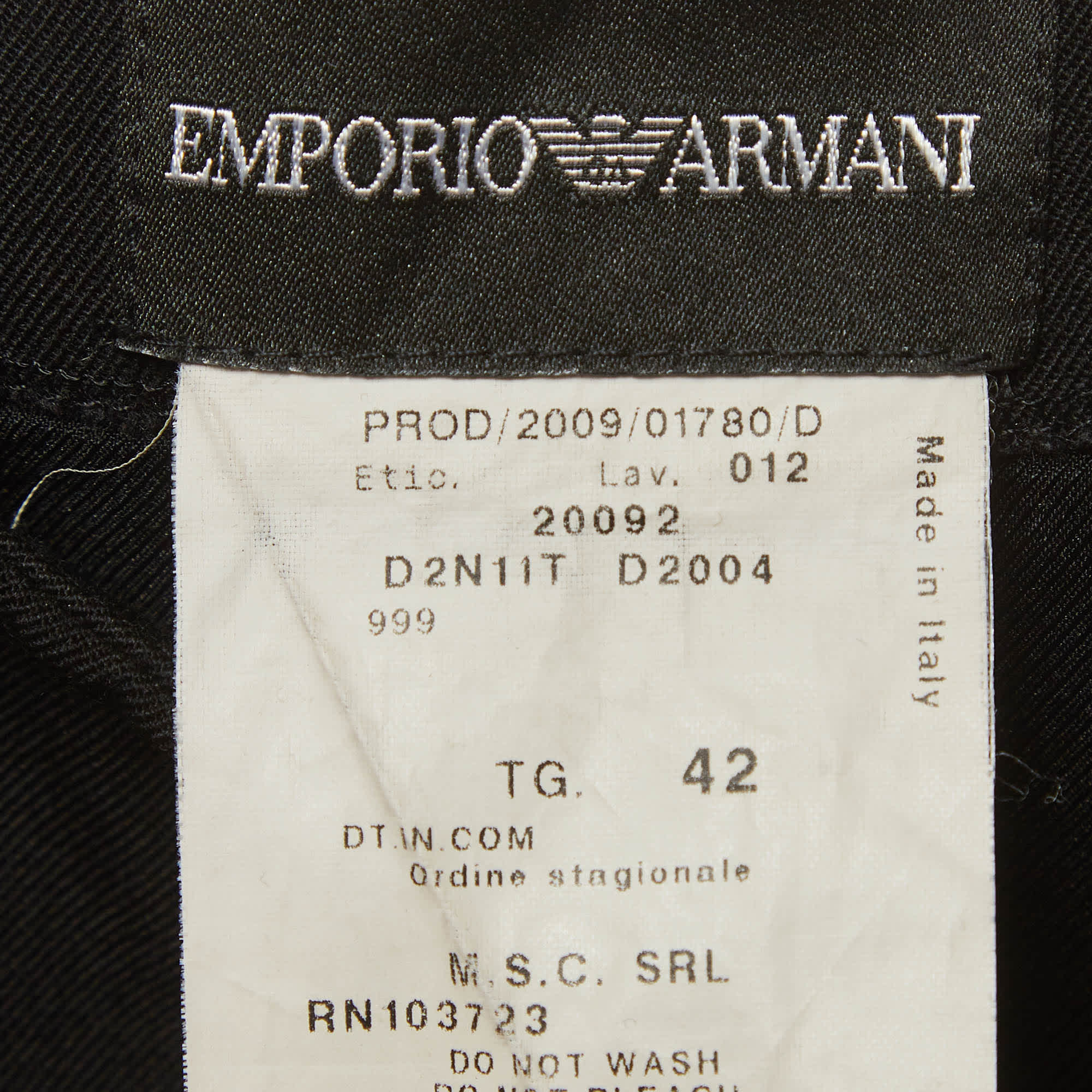 Emporio Armani Black Gabardine Pencil Skirt