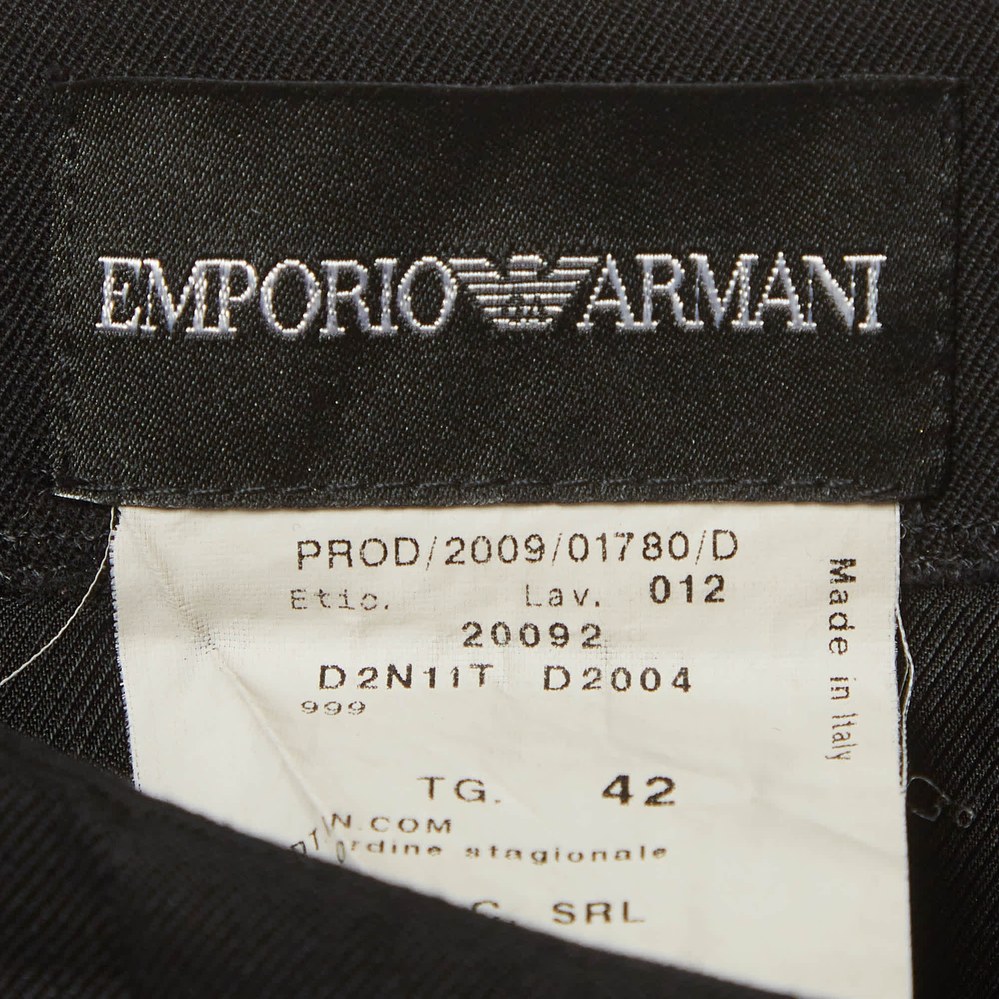 Emporio Armani Black Gabardine Pencil Skirt