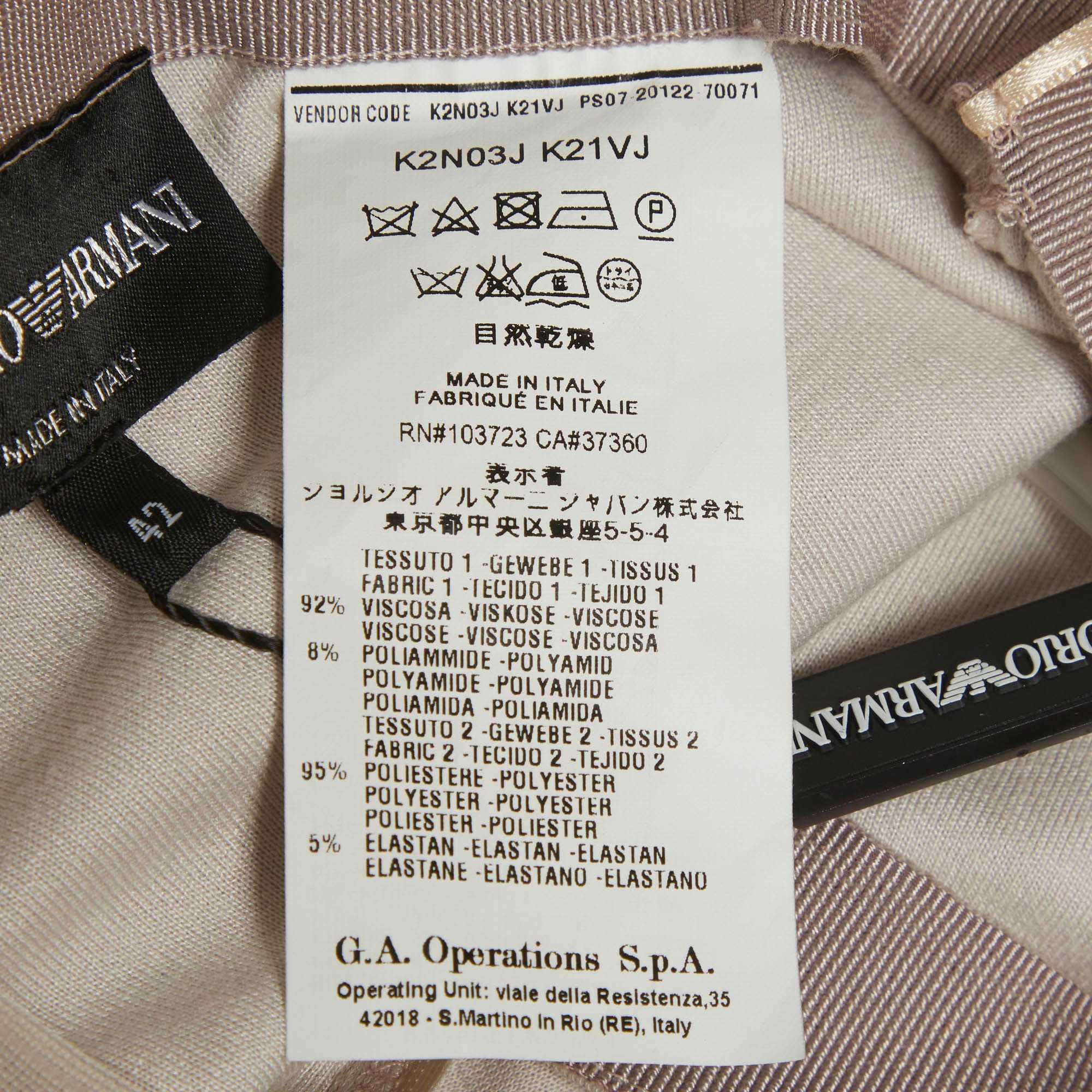 Emporio Armani Beige Jersey Ruffle Detail Pencil Skirt
