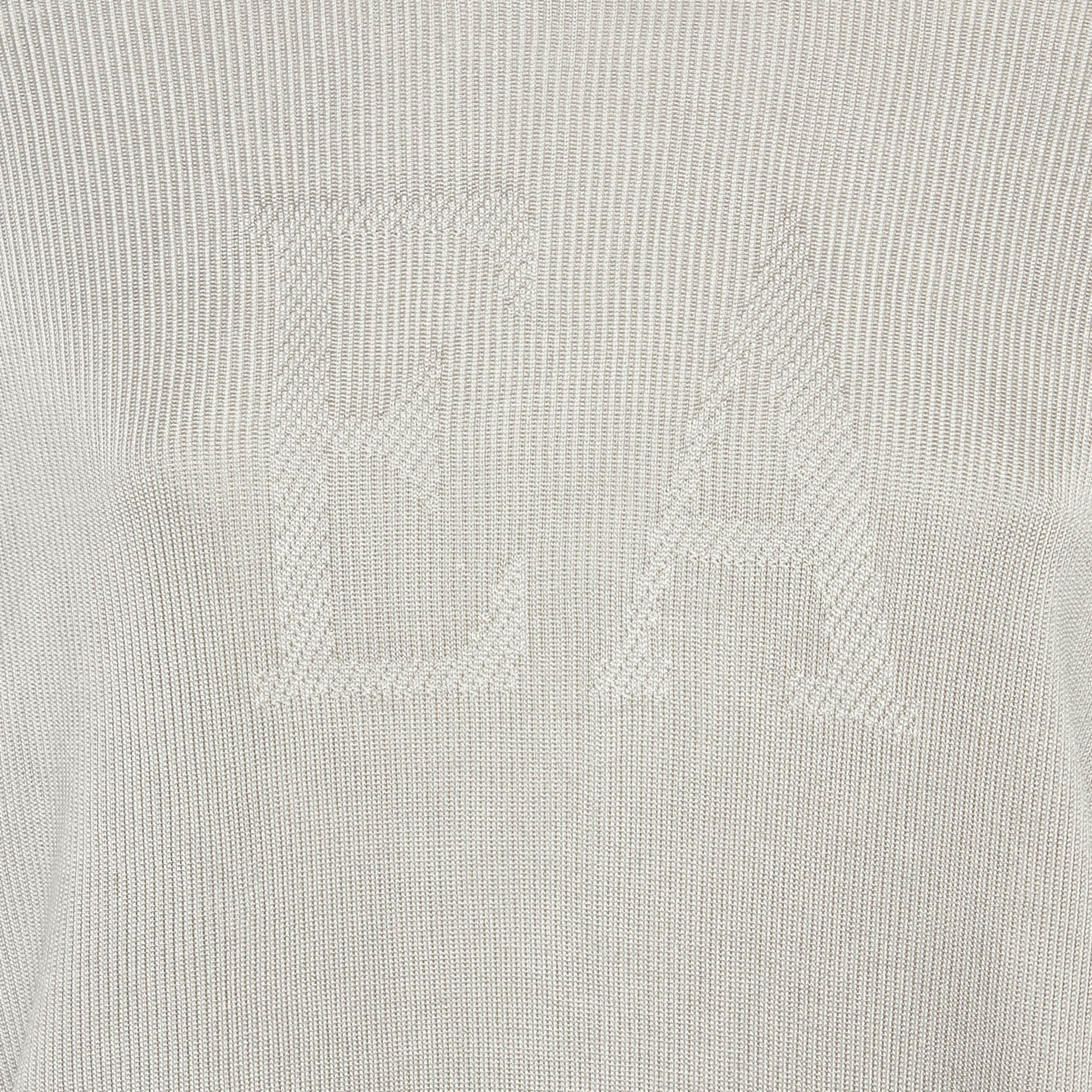 Emporio Armani Grey Logo Detail Fisherman’s Rib Jumper