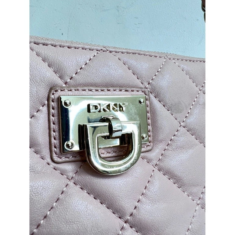 DKNY Quilted Leather Zip Chain Shoulder Bag