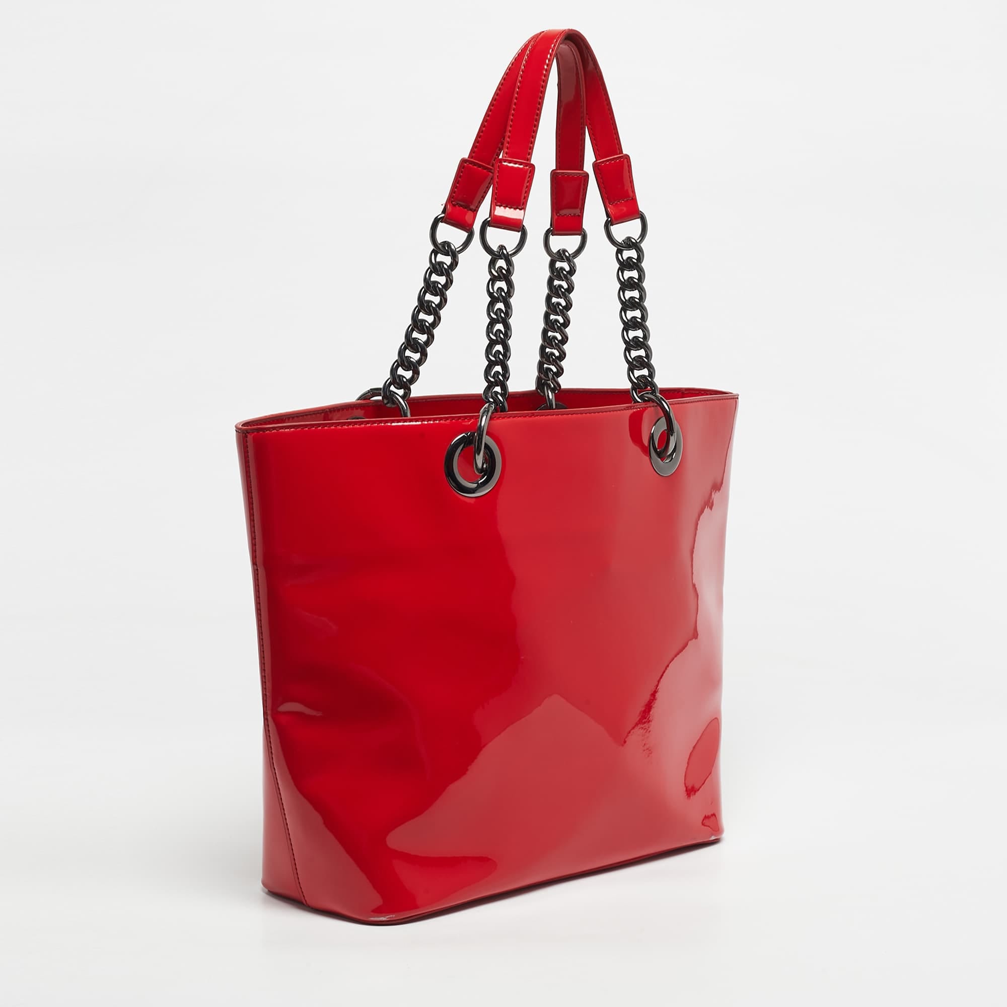 Dkny Red Patent Leather Totes Bag