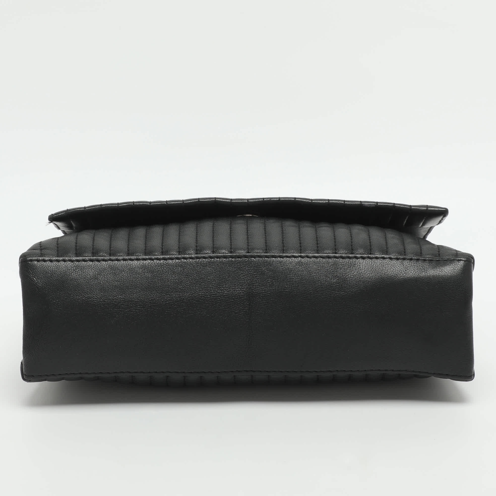 Dkny Black Pinstripe Quilted Leather Shoulder Bag