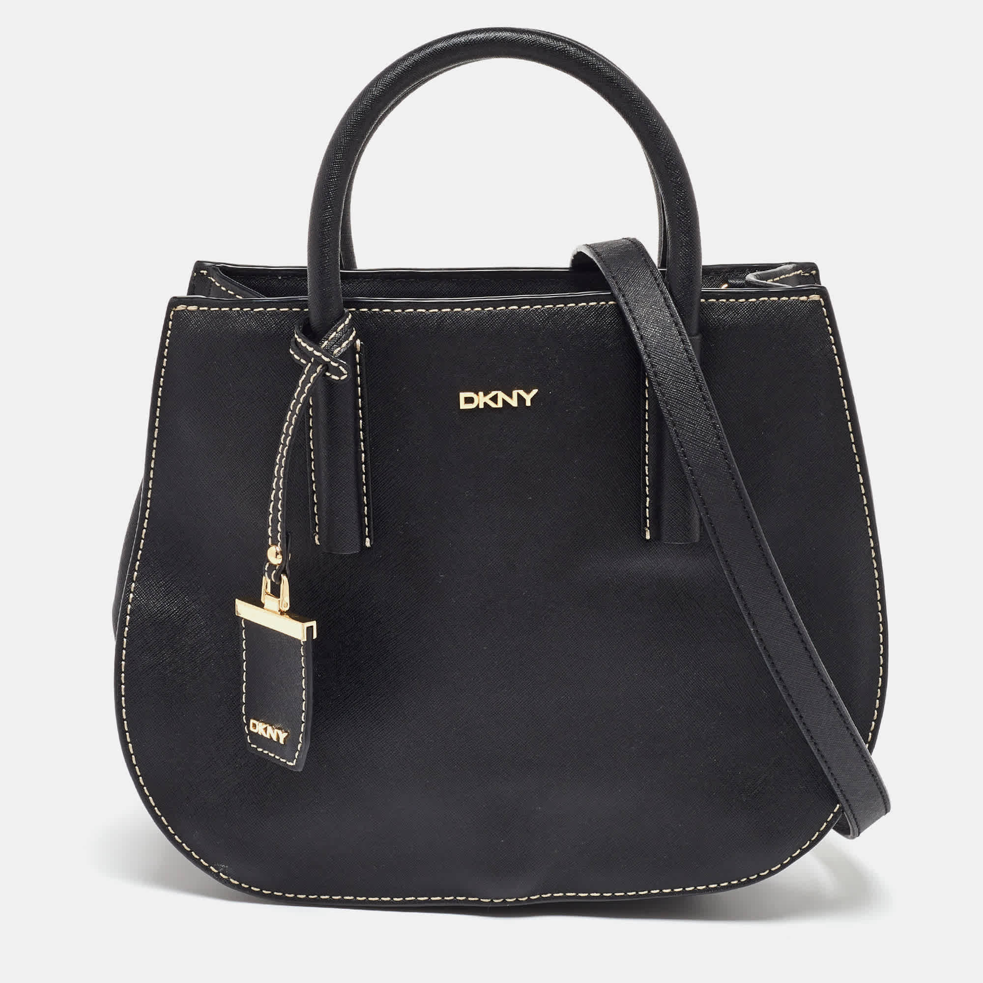 Dkny Black Saffiano Leather Totes Bag