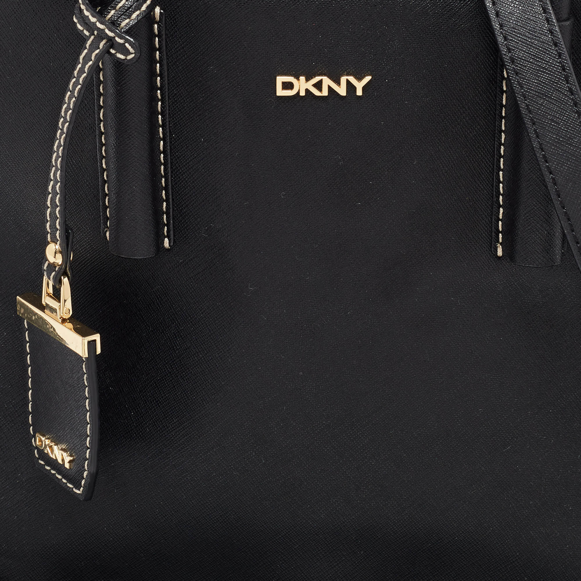 Dkny Black Saffiano Leather Totes Bag