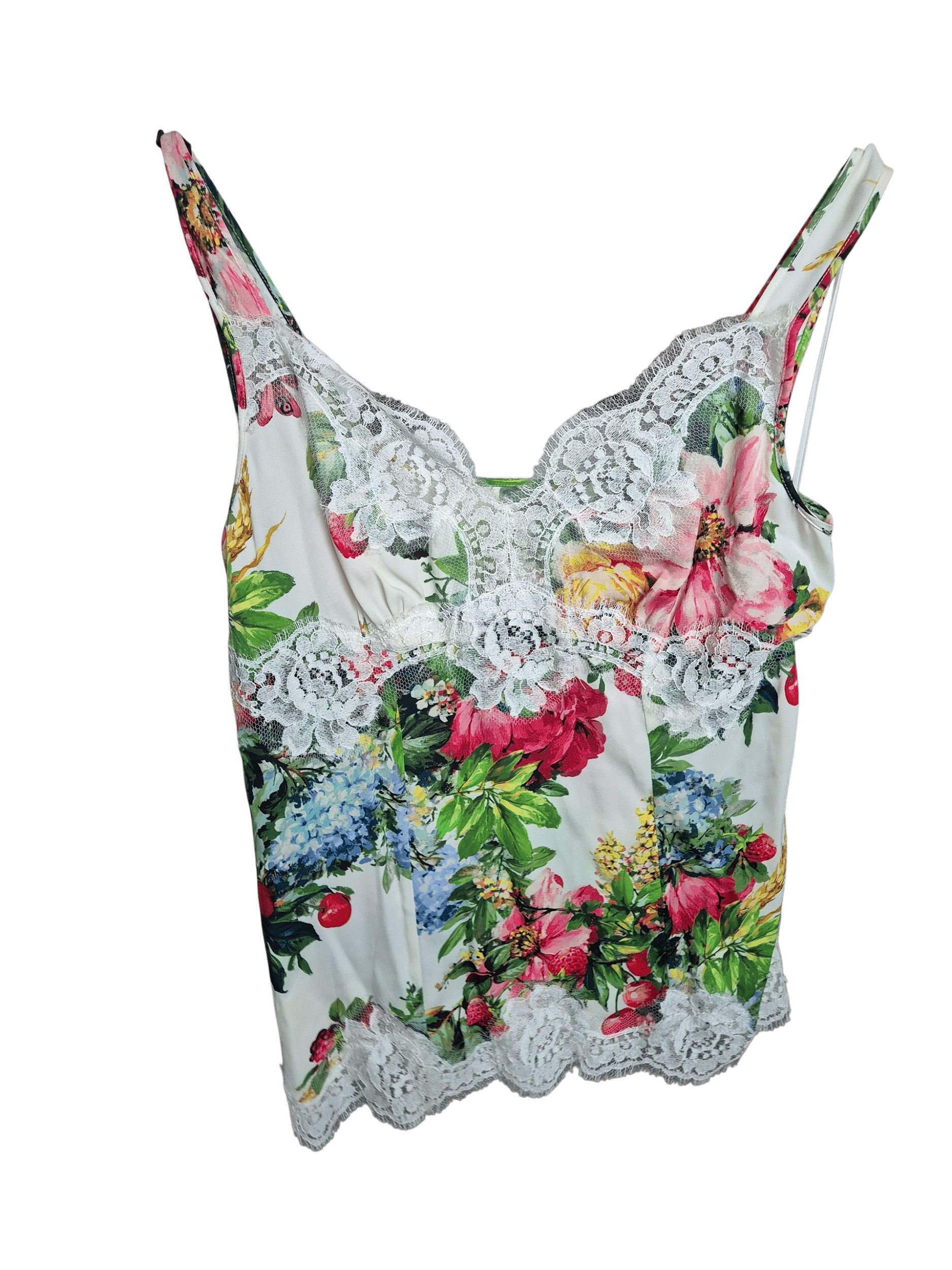 Dolce & Gabbana Top White With Flowers Design And laces DG3456B